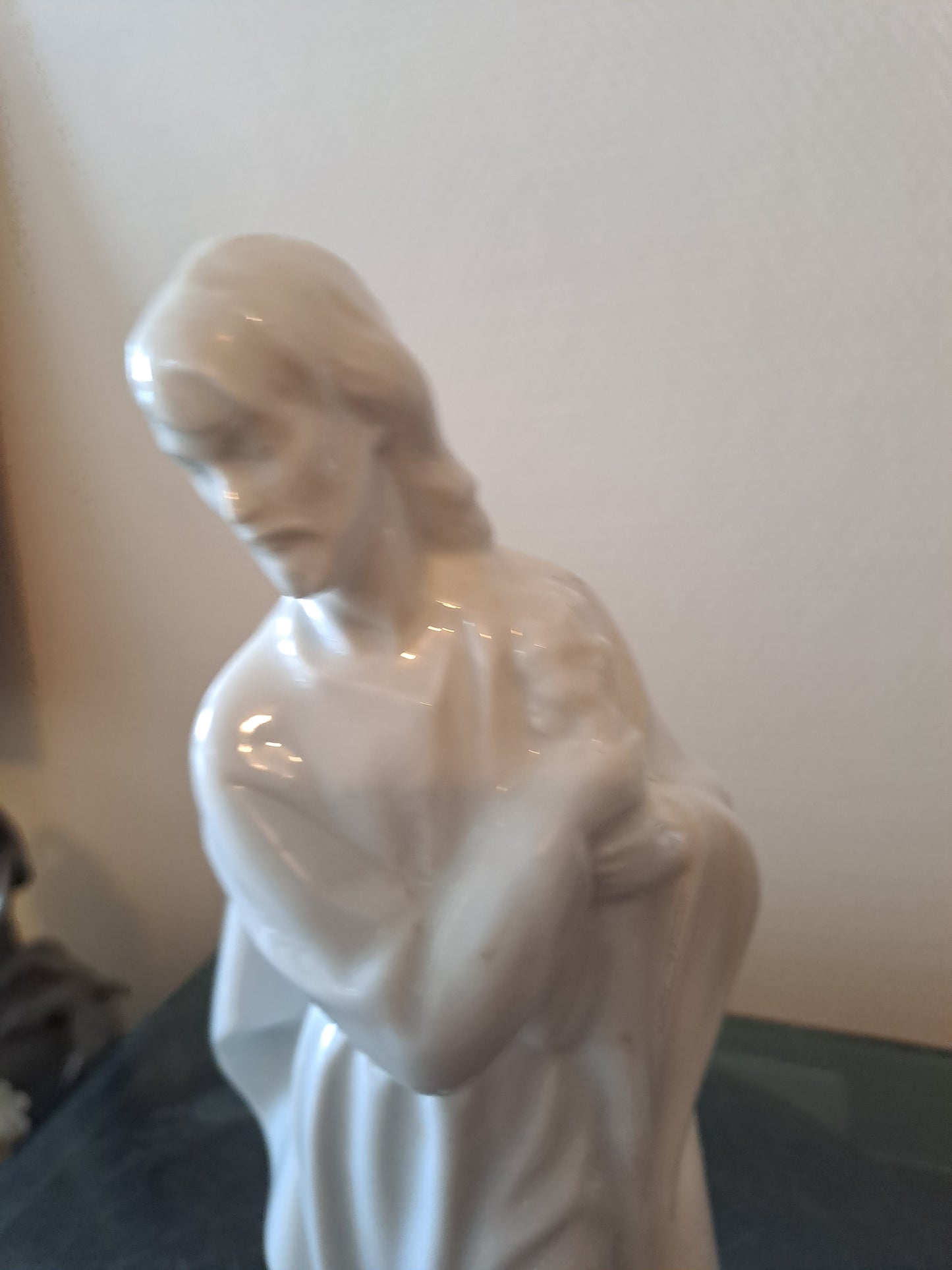 Statue Saint Joseph En Porcelaine. Ancien décoration vintage catholique Sacré-Cœur