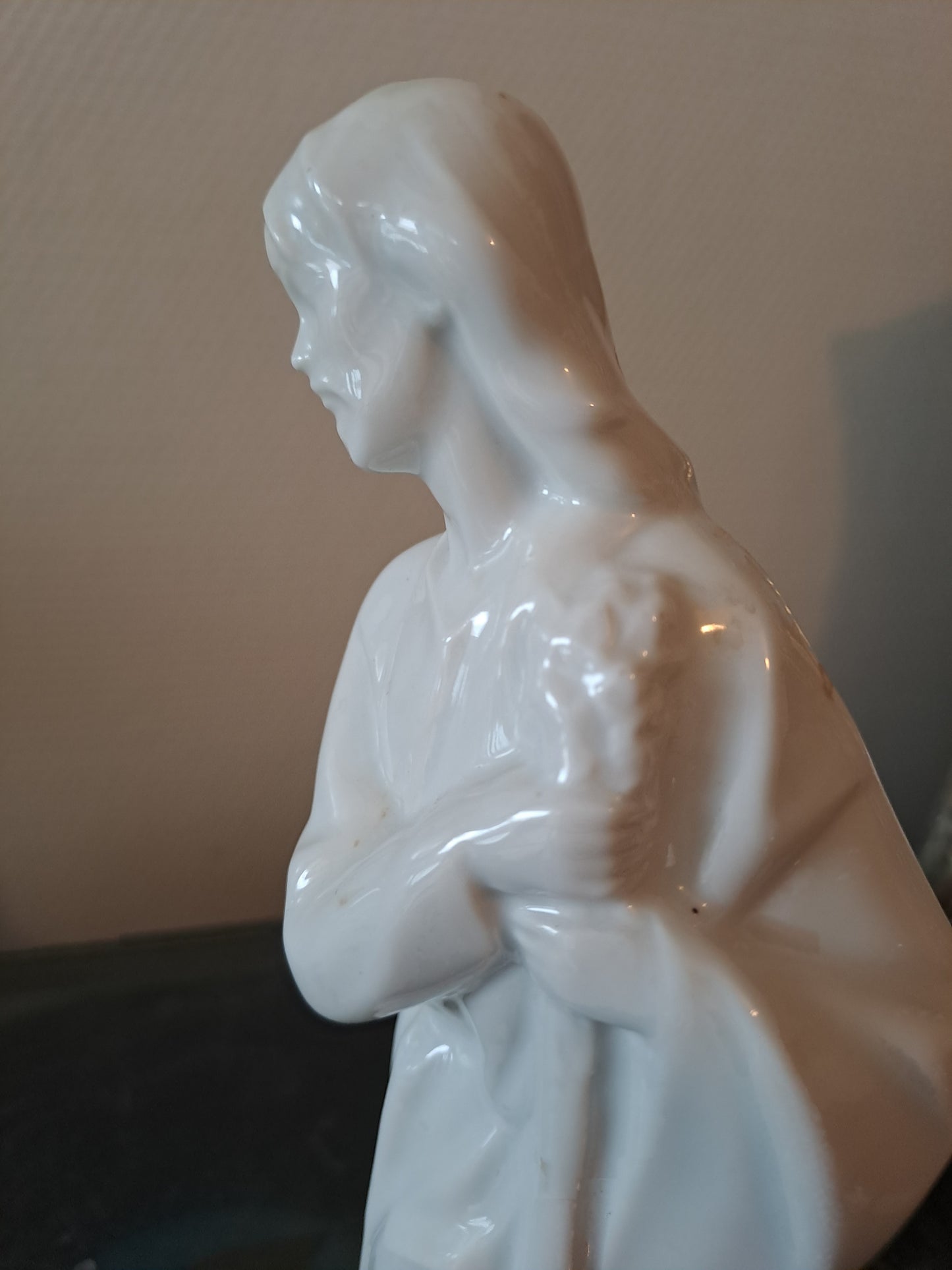 Statue Saint Joseph En Porcelaine. Ancien décoration vintage catholique Sacré-Cœur