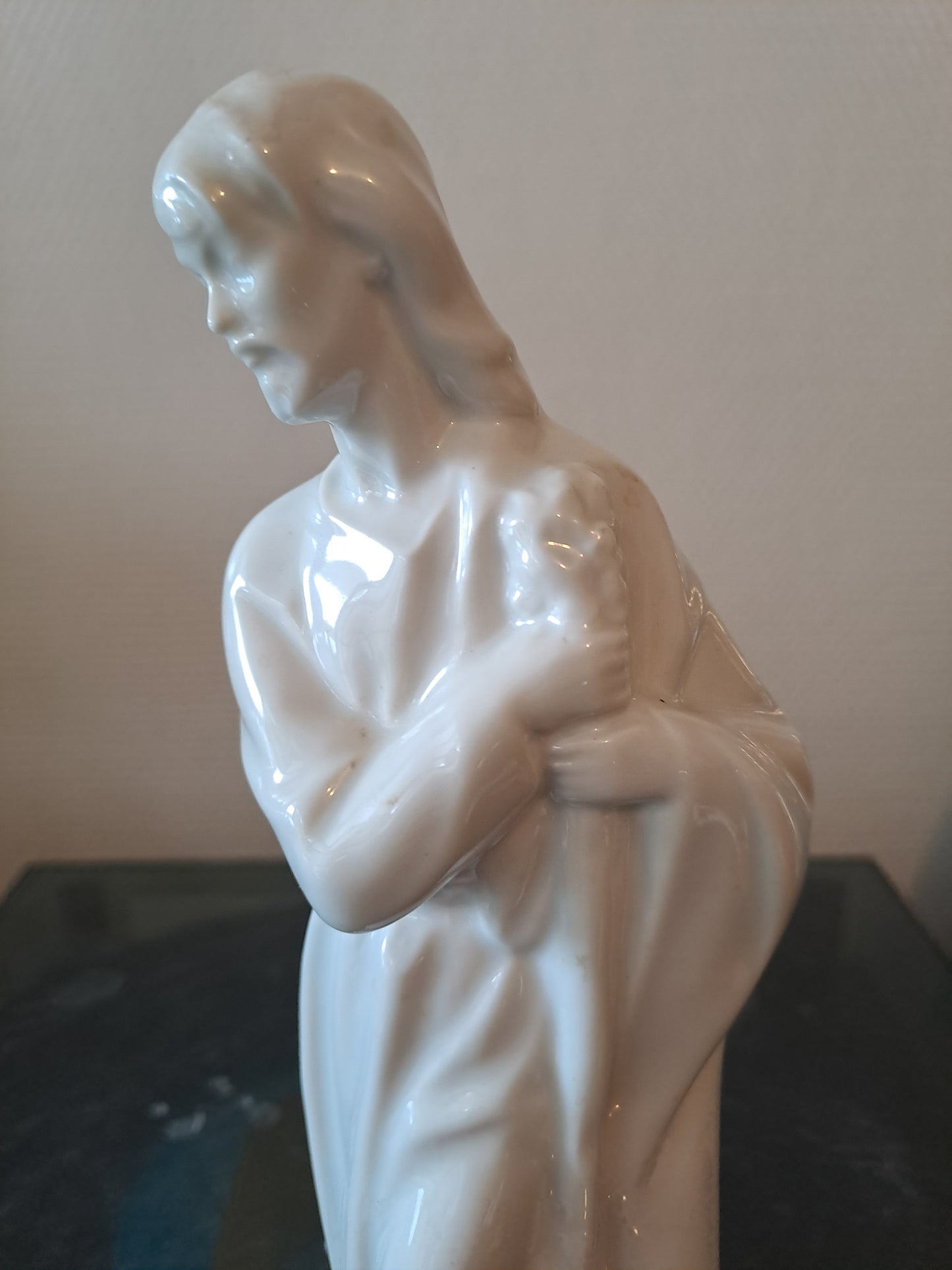 Statue Saint Joseph En Porcelaine. Ancien décoration vintage catholique Sacré-Cœur