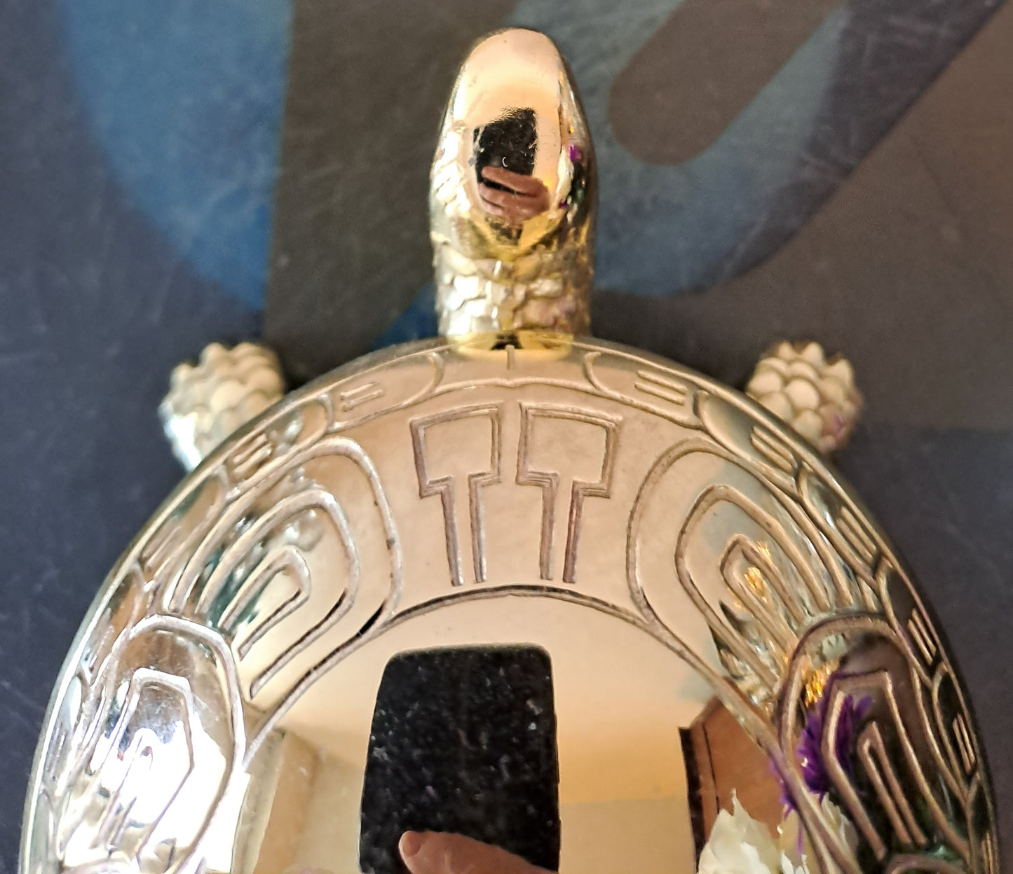 Cloche De Table Figurant Une Tortue. Gravée Desul