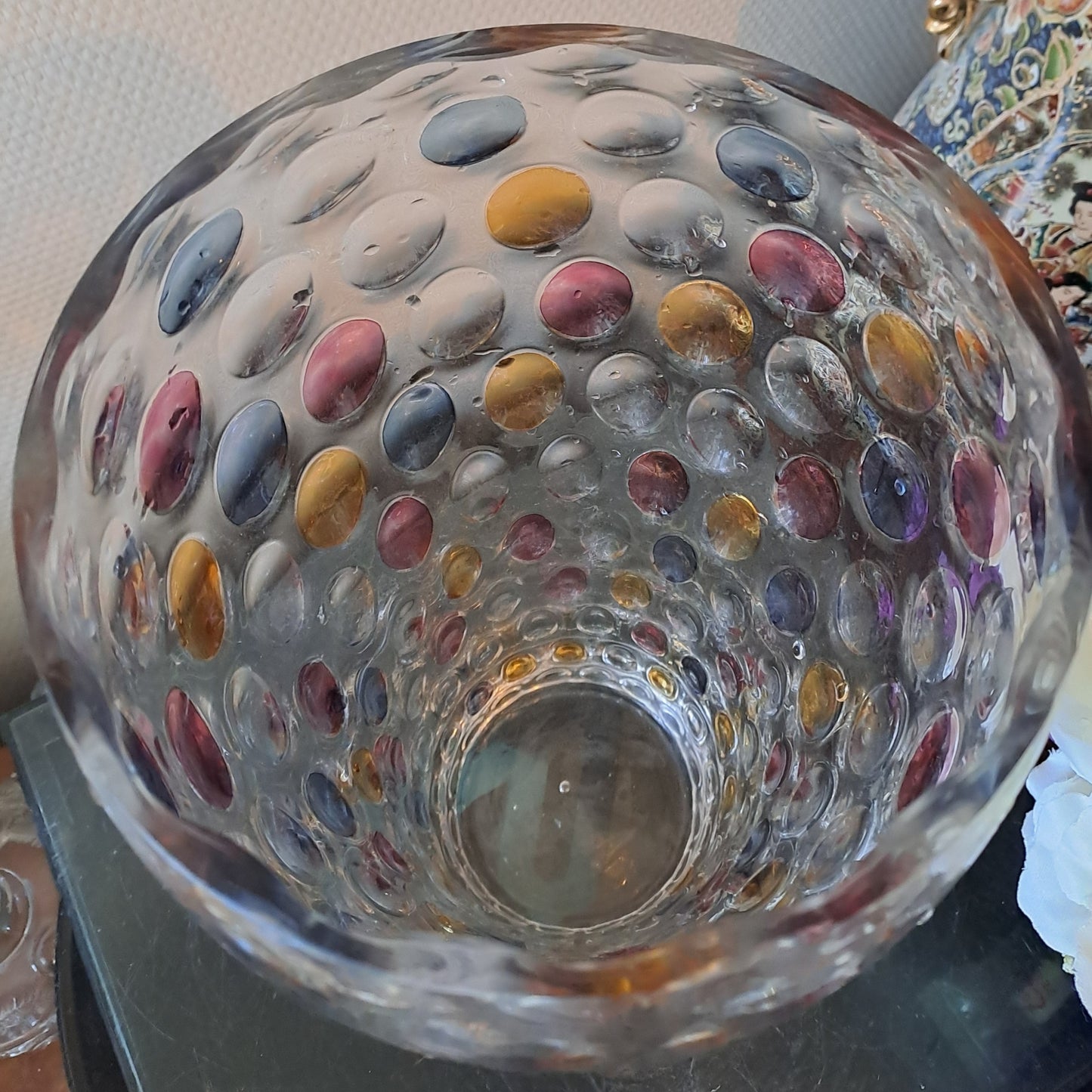 Vase Optique/ Bonbonniere vintage. Boske sklo. Czech glass. Verre tchèque. Ancien vintage decoration.