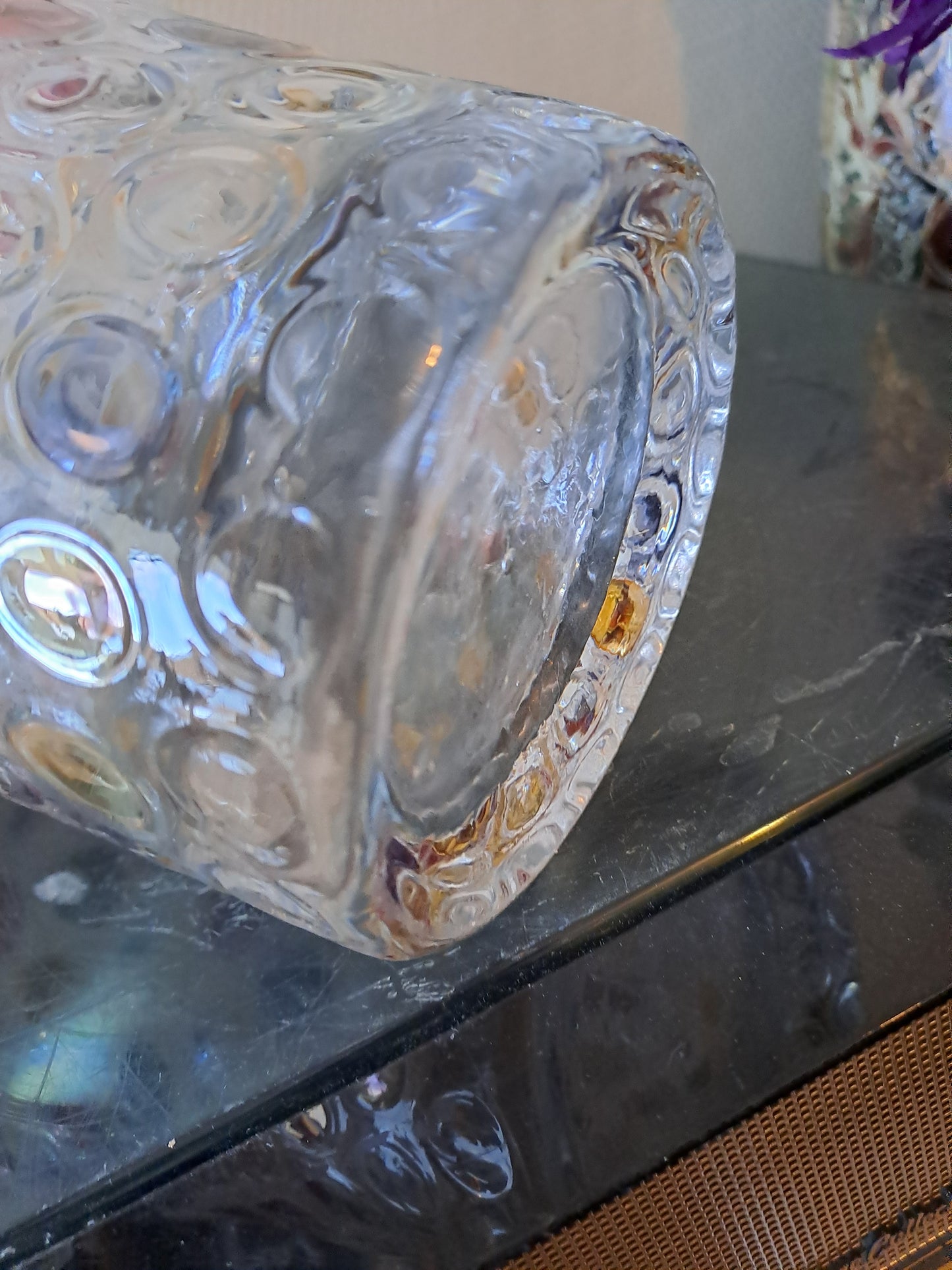 Vase Optique/ Bonbonniere vintage. Boske sklo. Czech glass. Verre tchèque. Ancien vintage decoration.