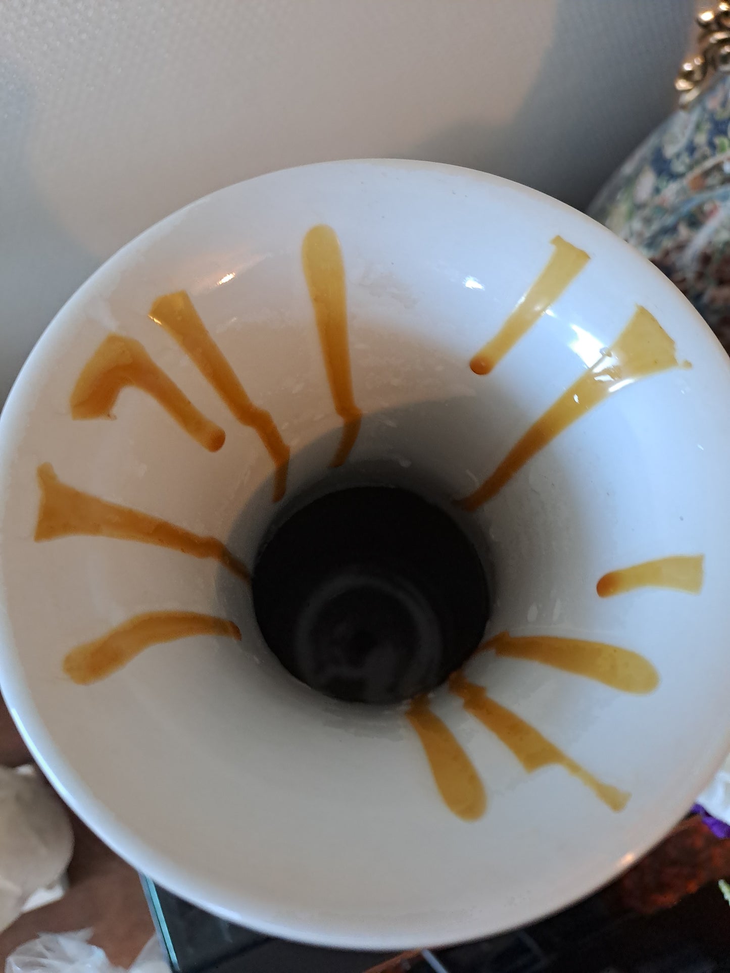 Pied De Lampe. Paon Cerisier Fleurs. Ceramique Craquelée. Asiatique.