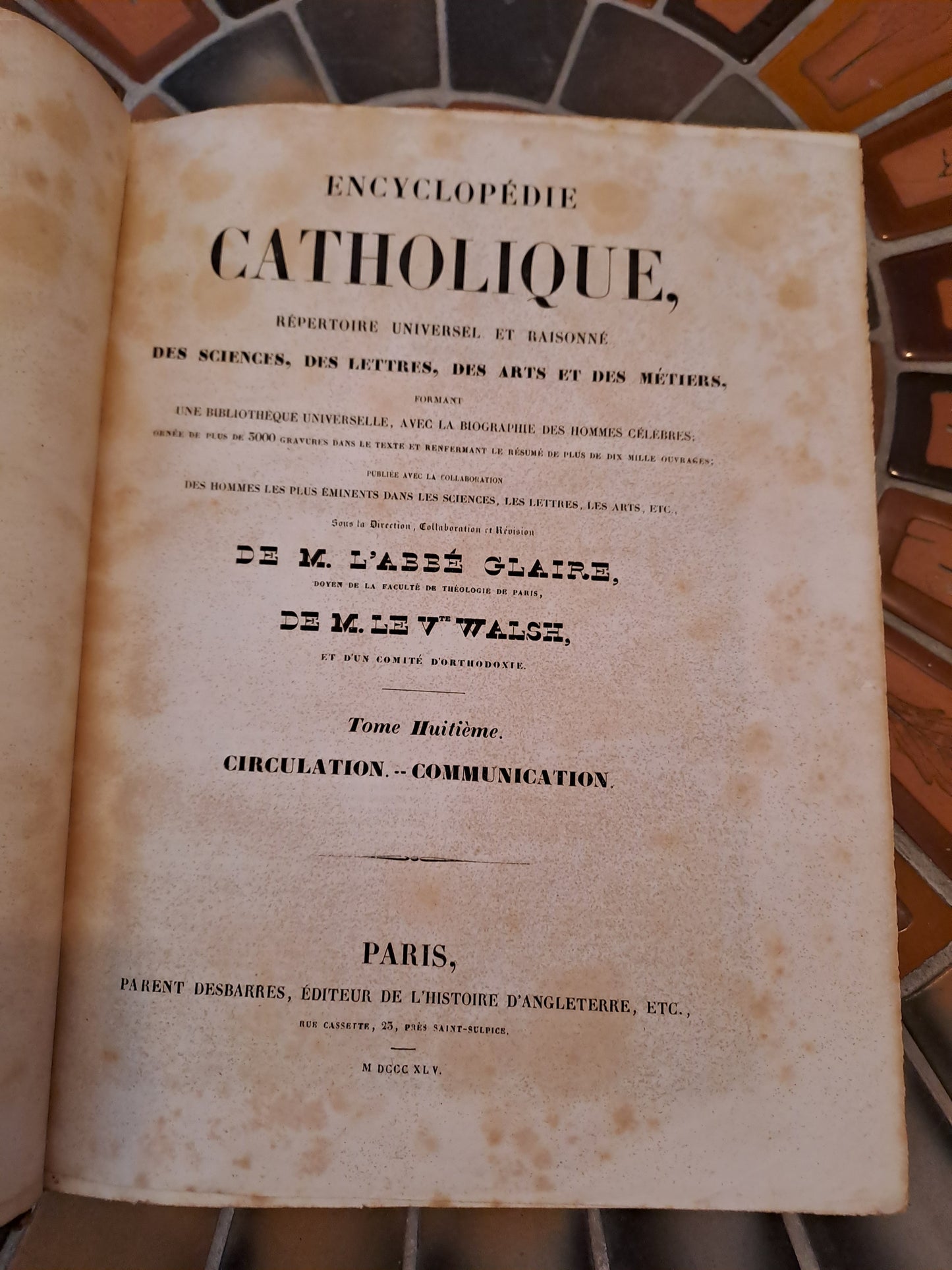 Encyclopedie Catholique. Abbé Glaire. T8.  1845.