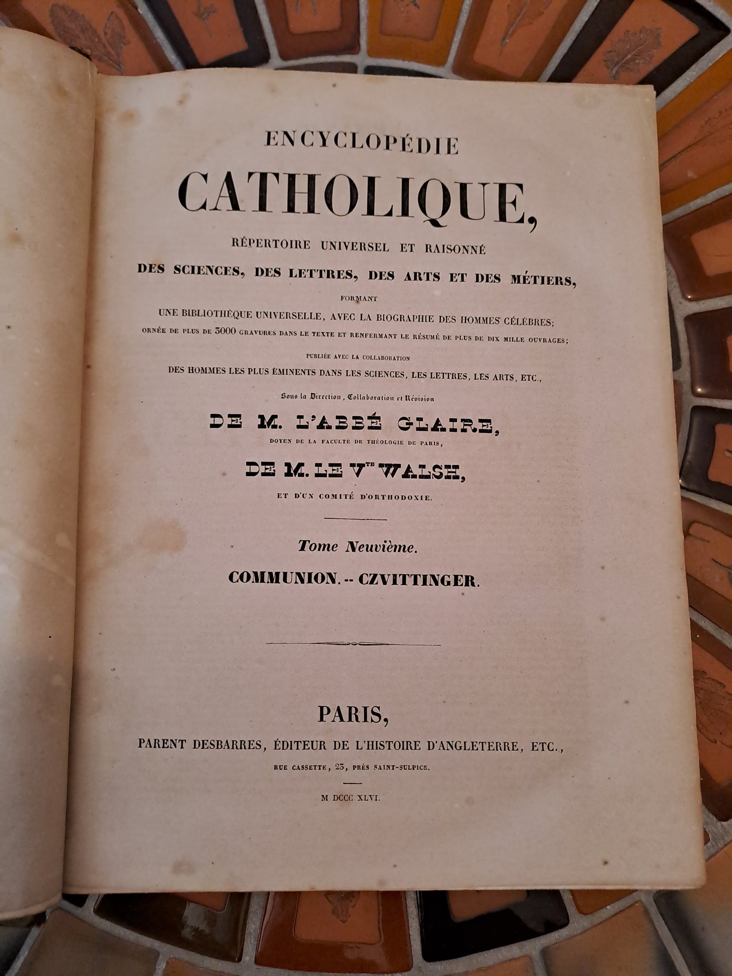 Encyclopedie Catholique. Abbé Glaire. T 9. 1846.