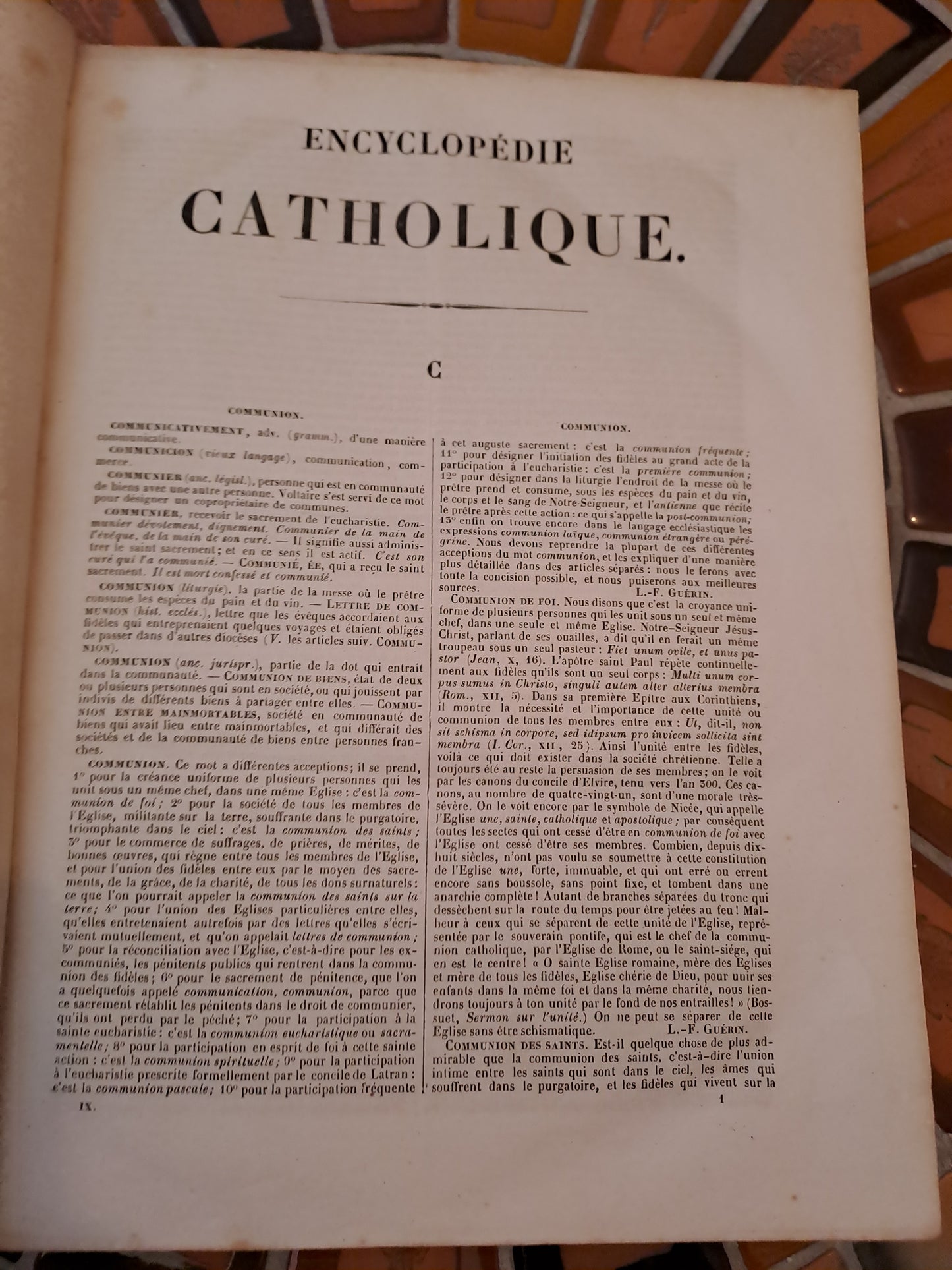 Encyclopedie Catholique. Abbé Glaire. T 9. 1846.
