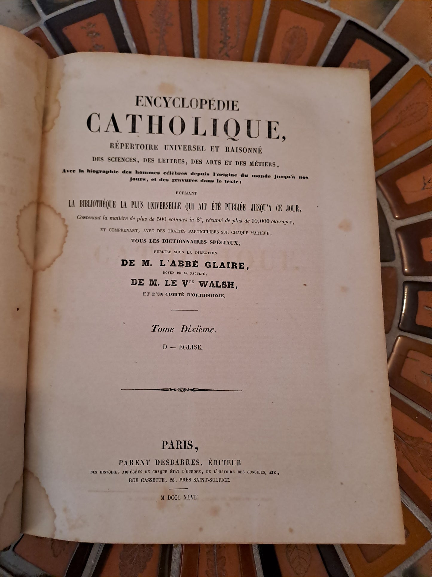 Encyclopedie Catholique. Abbé Glaire. T10. 1847.