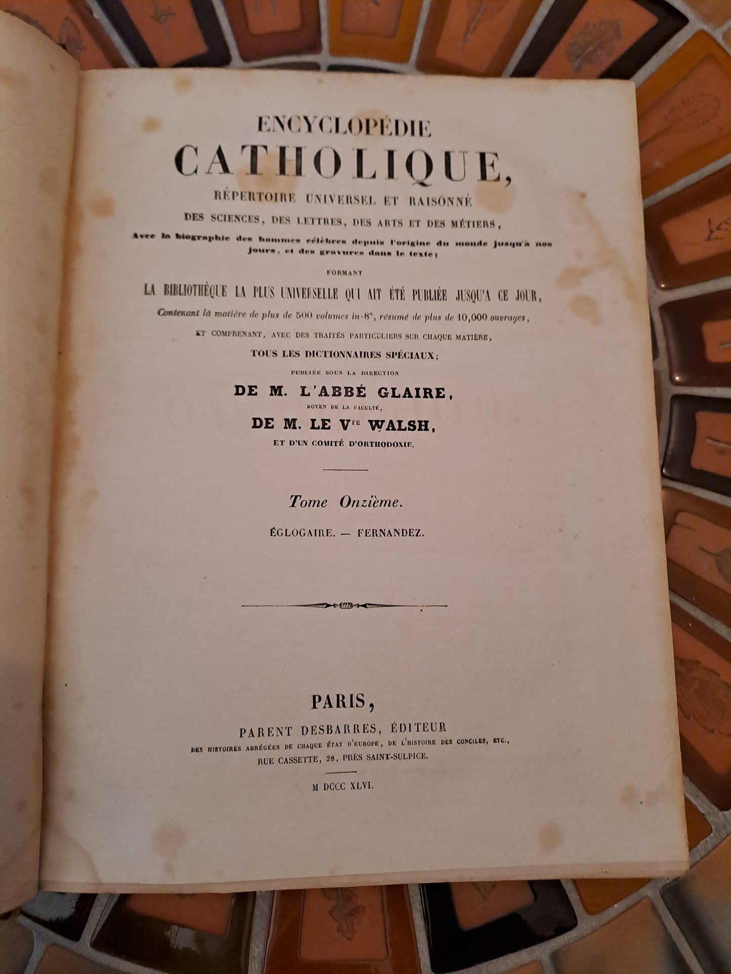 Encyclopedie Catholique. Abbé Glaire.  T 11. 1846.