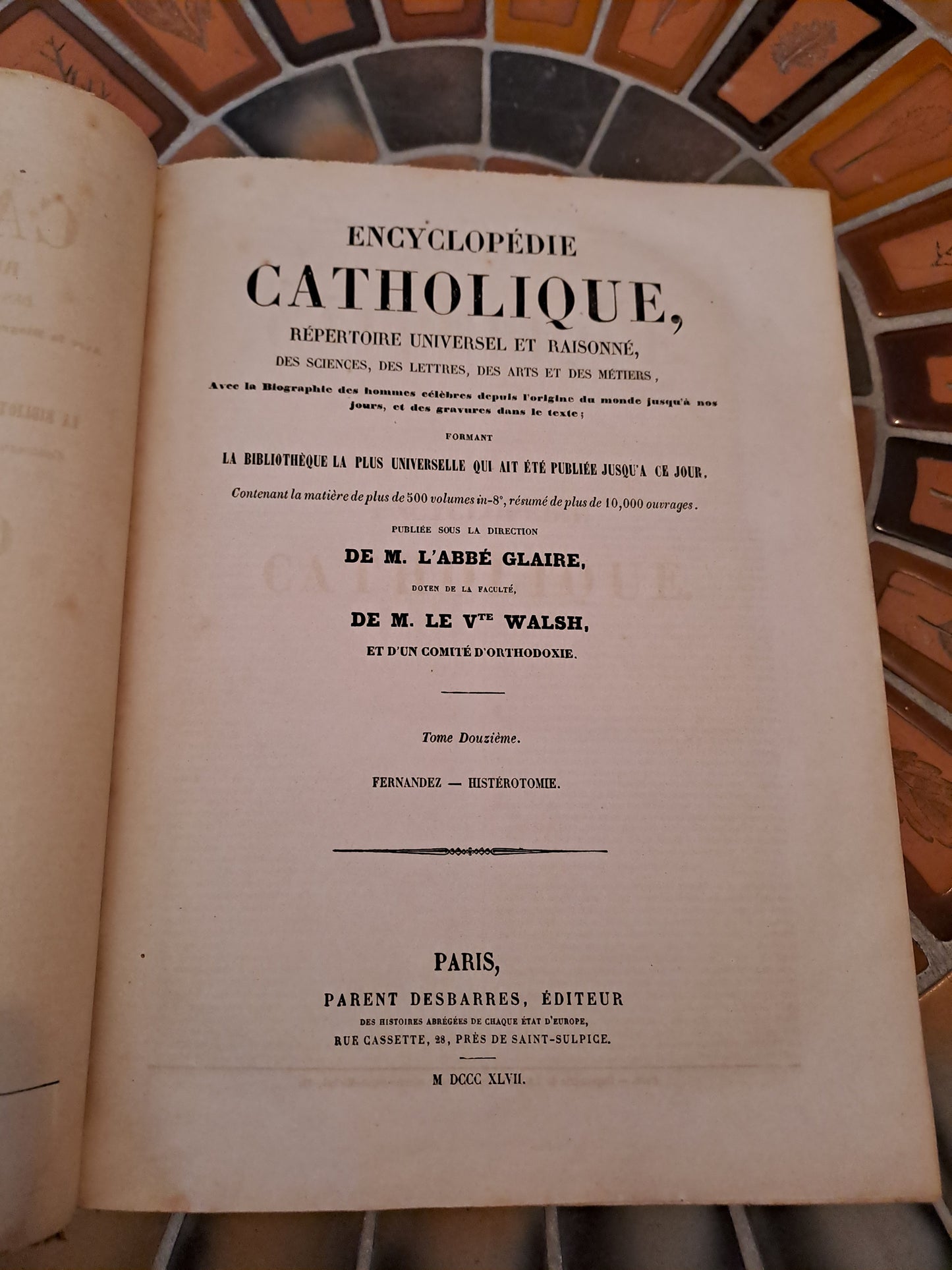 Encyclopedie Catholique. Abbé Glaire. T12. 1847.