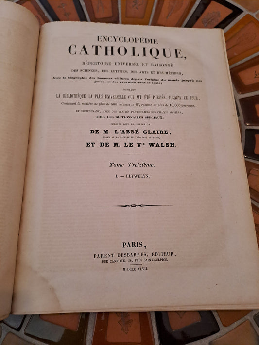 Encyclopedie Catholique. Abbé Glaire. T13. 1854. Revu Et Corrigé.