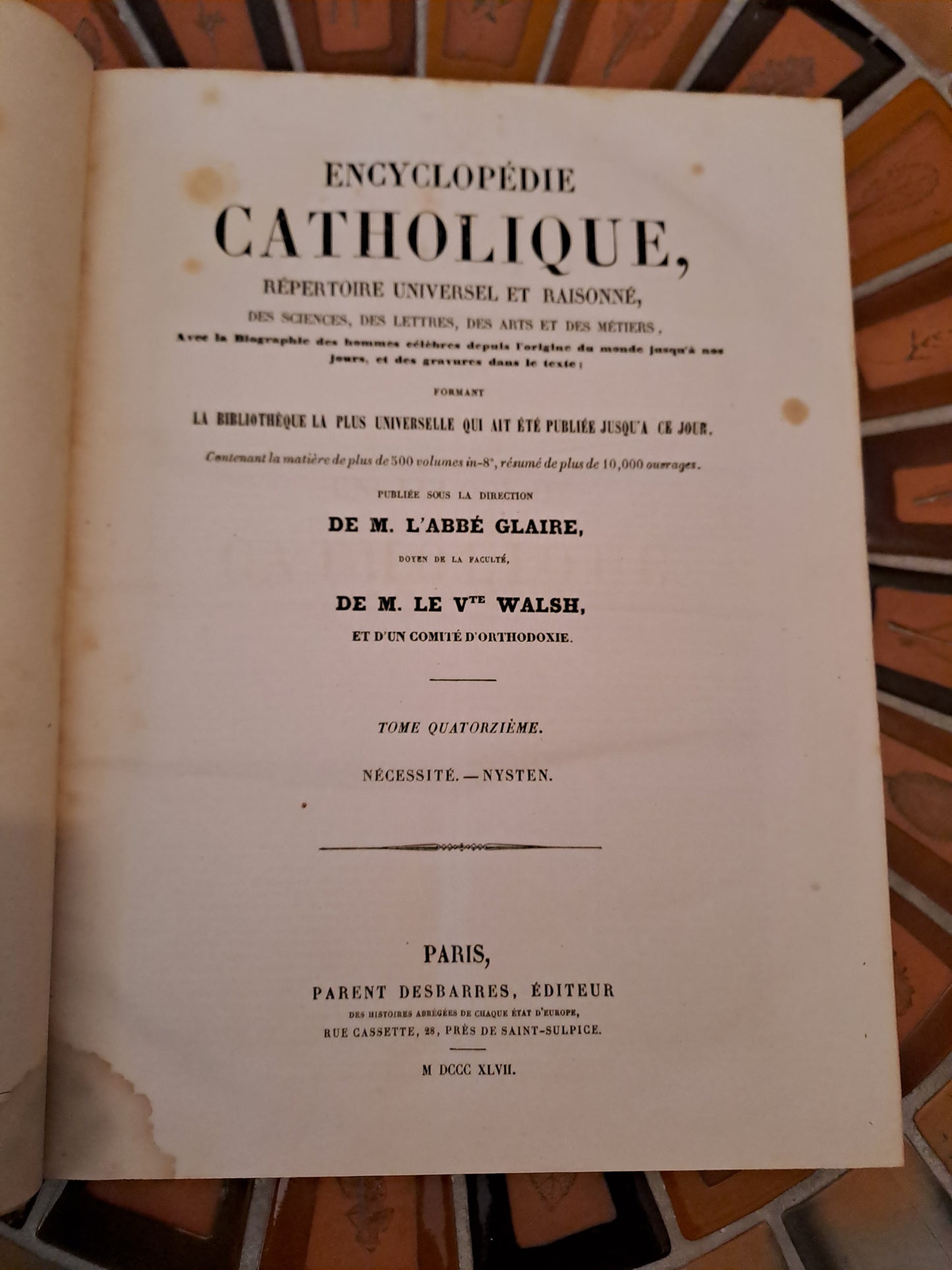 Encyclopedie Catholique. Abbé Glaire. T14. 1847.