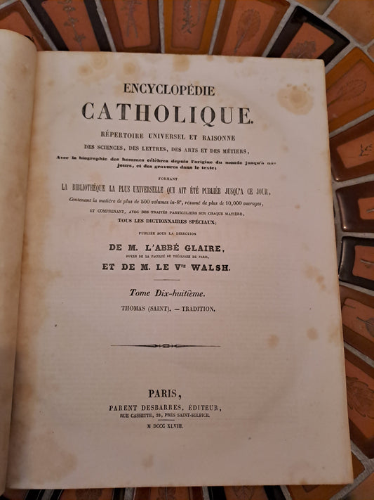 Encyclopedie Catholique. Abbé Glaire. T18. 1848.