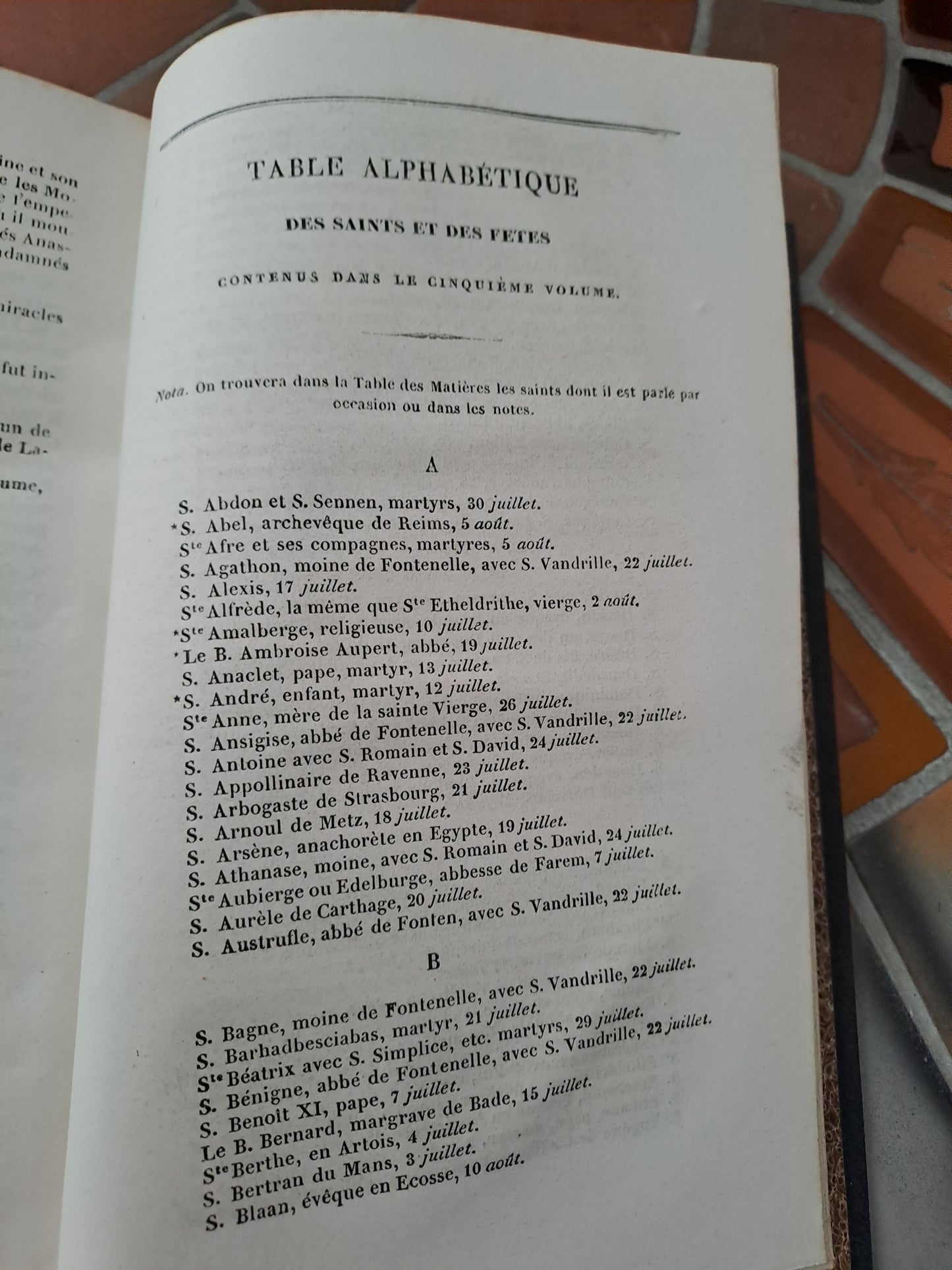 Vies Des Pères, Martyrs Et Autres... Abbé Godescard. T5. 1853.