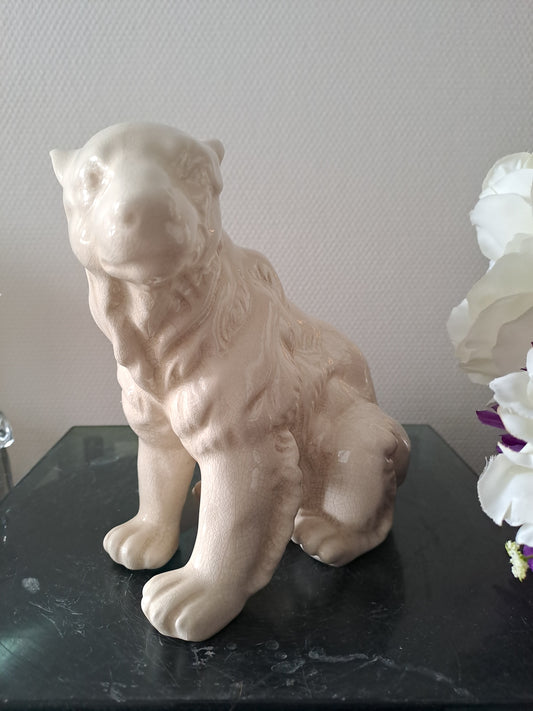 Ours Polaire Céramique Craquelée La Louvière. Estampillé L Et V Ceram. Ancien décoration vintage catholique