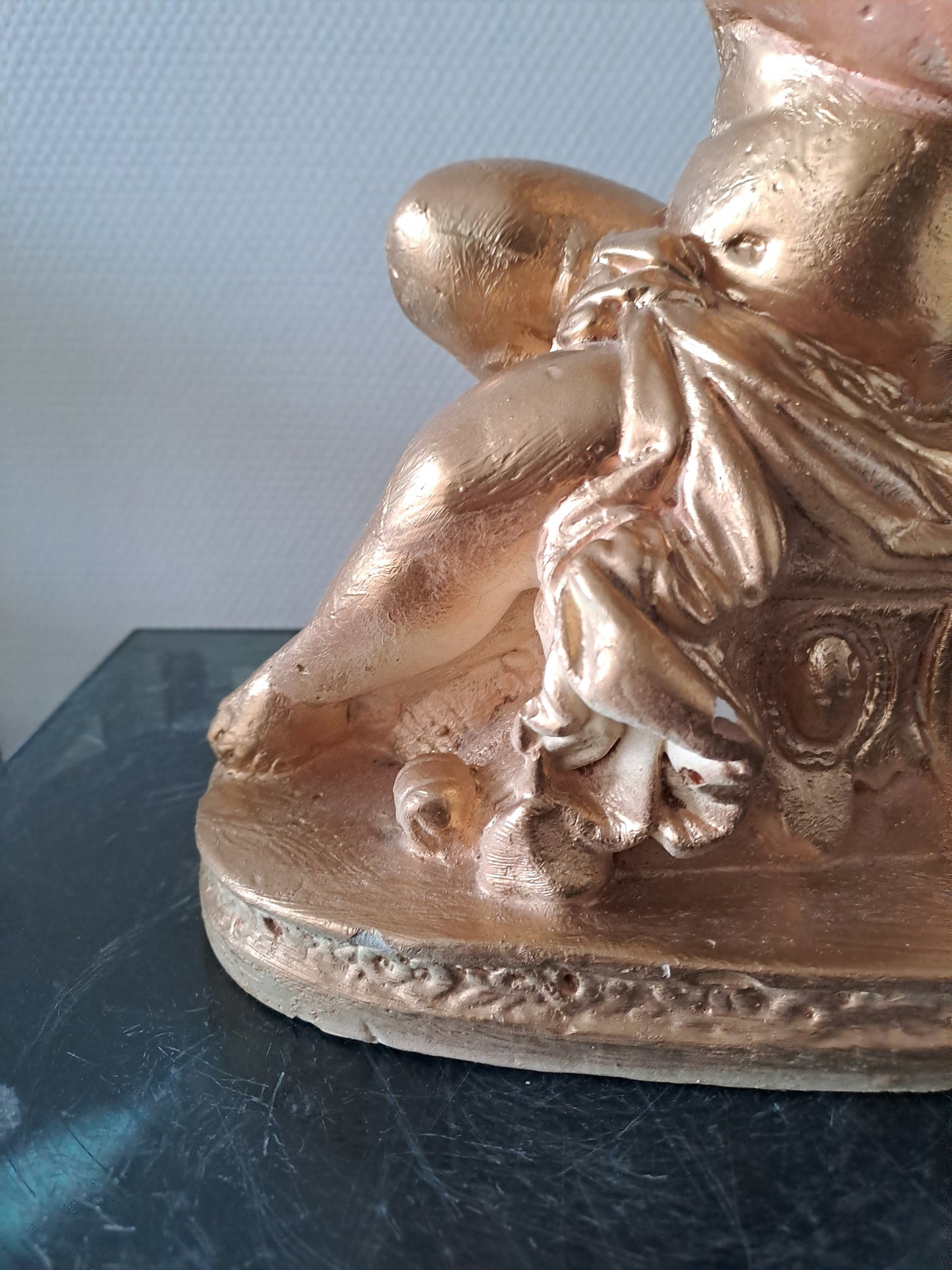 Ange D'Église Porte Bougies candélabre Bougeoir En Plâtre Doré À La Feuille D'Or.