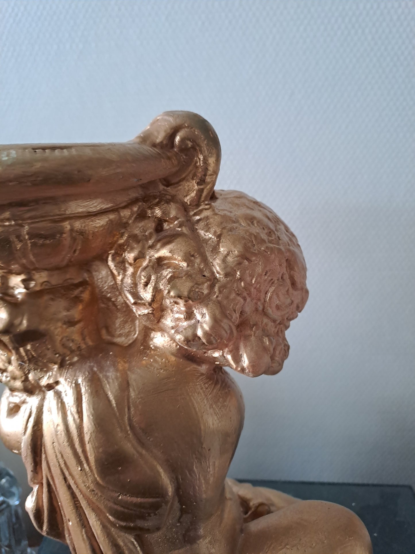 Ange D'Église Porte Bougies candélabre Bougeoir En Plâtre Doré À La Feuille D'Or.