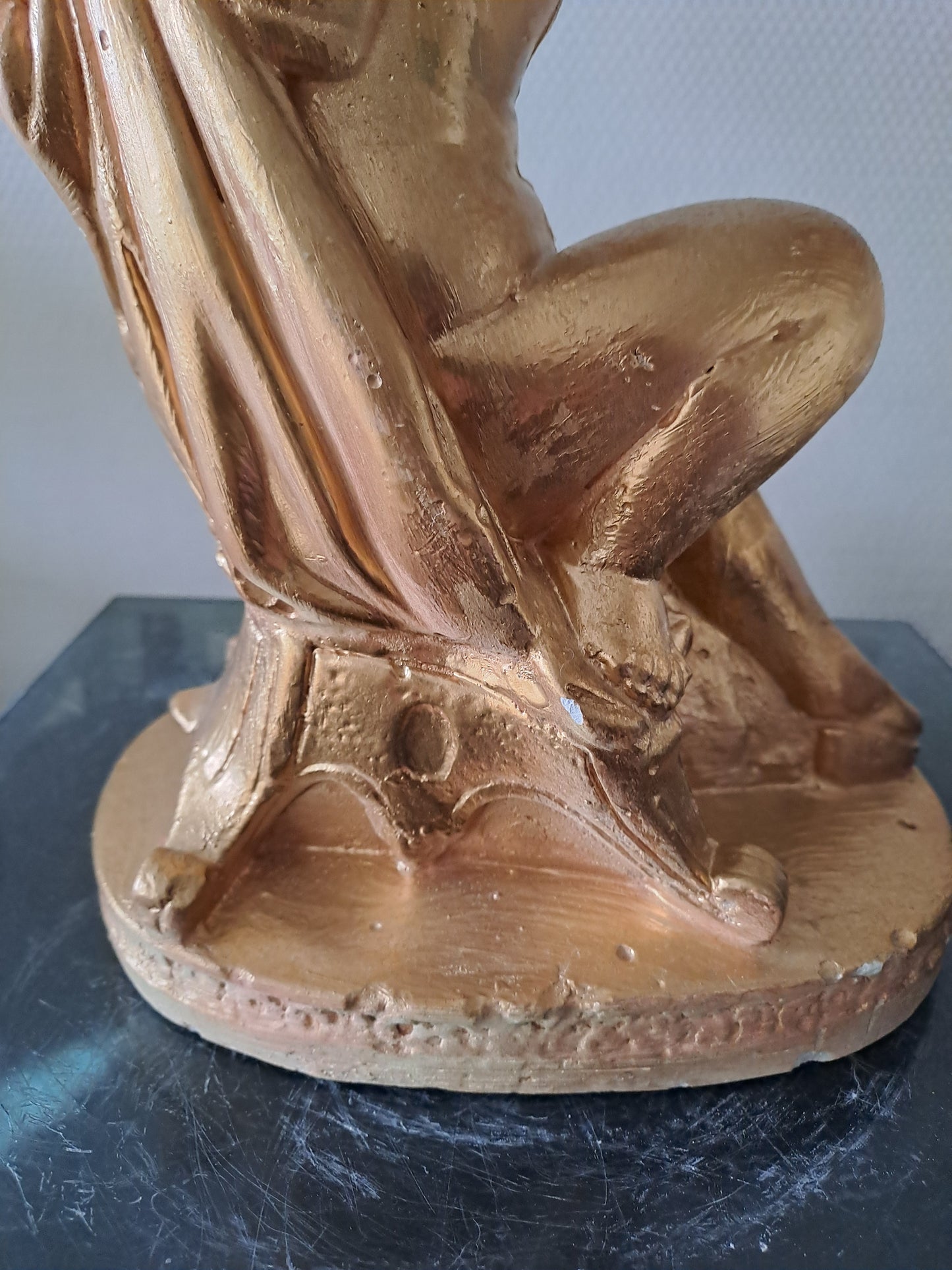 Ange D'Église Porte Bougies candélabre Bougeoir En Plâtre Doré À La Feuille D'Or.