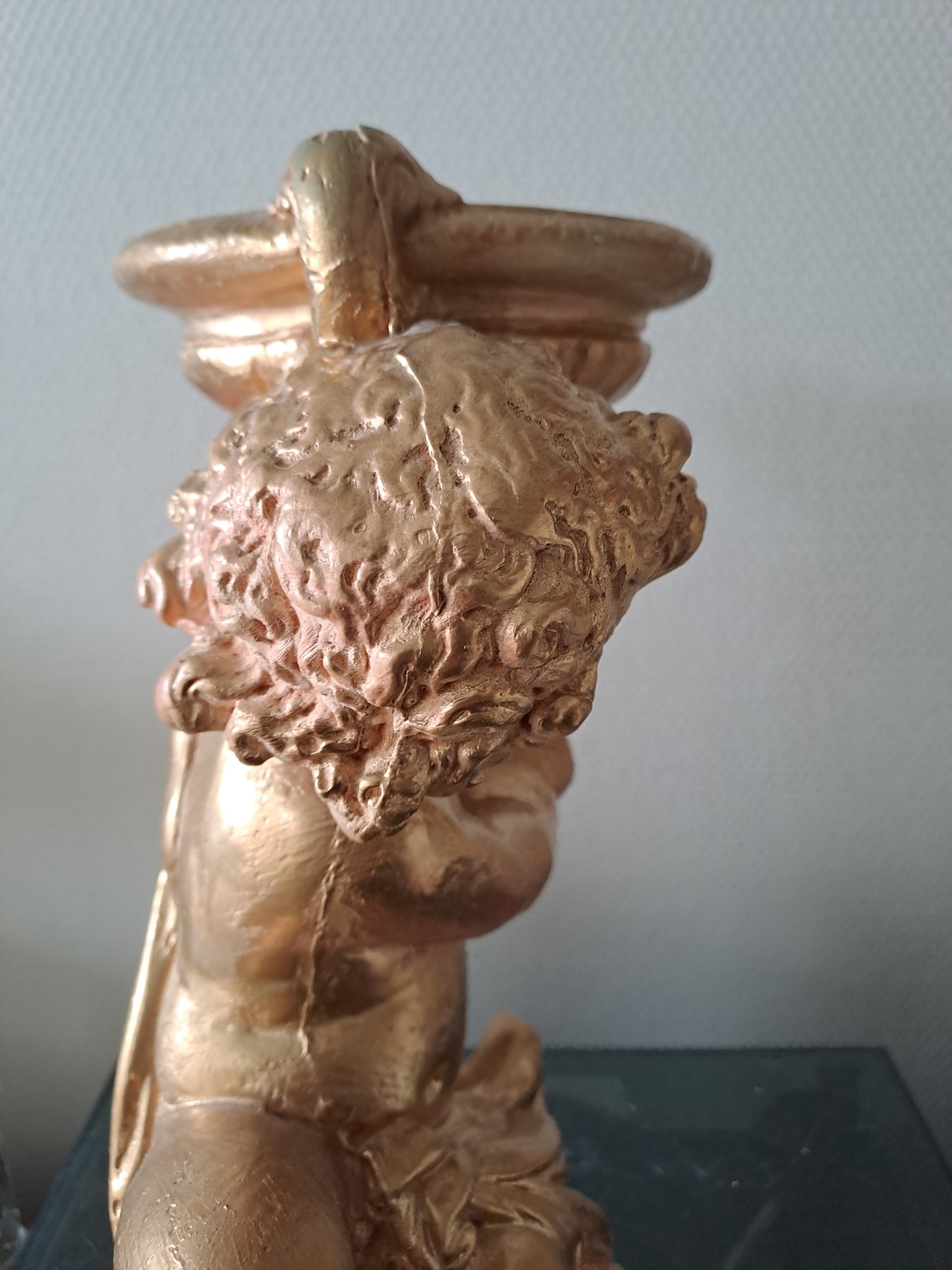 Ange D'Église Porte Bougies candélabre Bougeoir En Plâtre Doré À La Feuille D'Or.