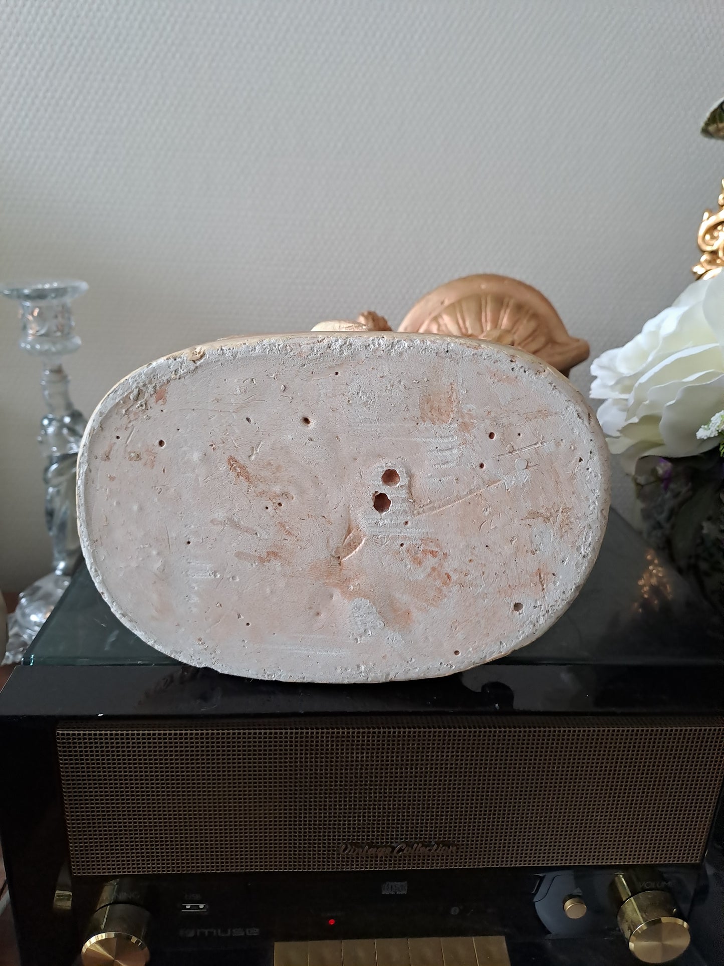 Ange D'Église Porte Bougies candélabre Bougeoir En Plâtre Doré À La Feuille D'Or.