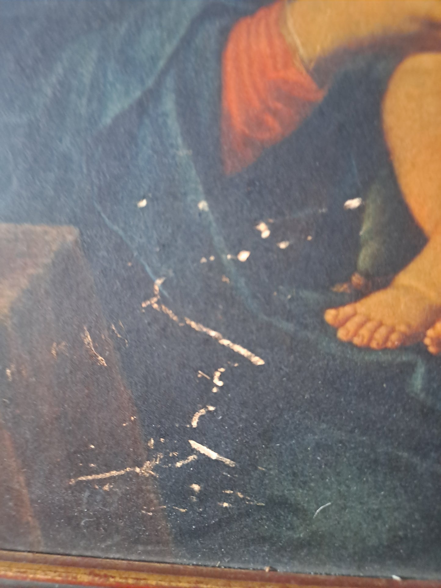 Tableau Représentant Vierge Aux Raisins. Cadre.