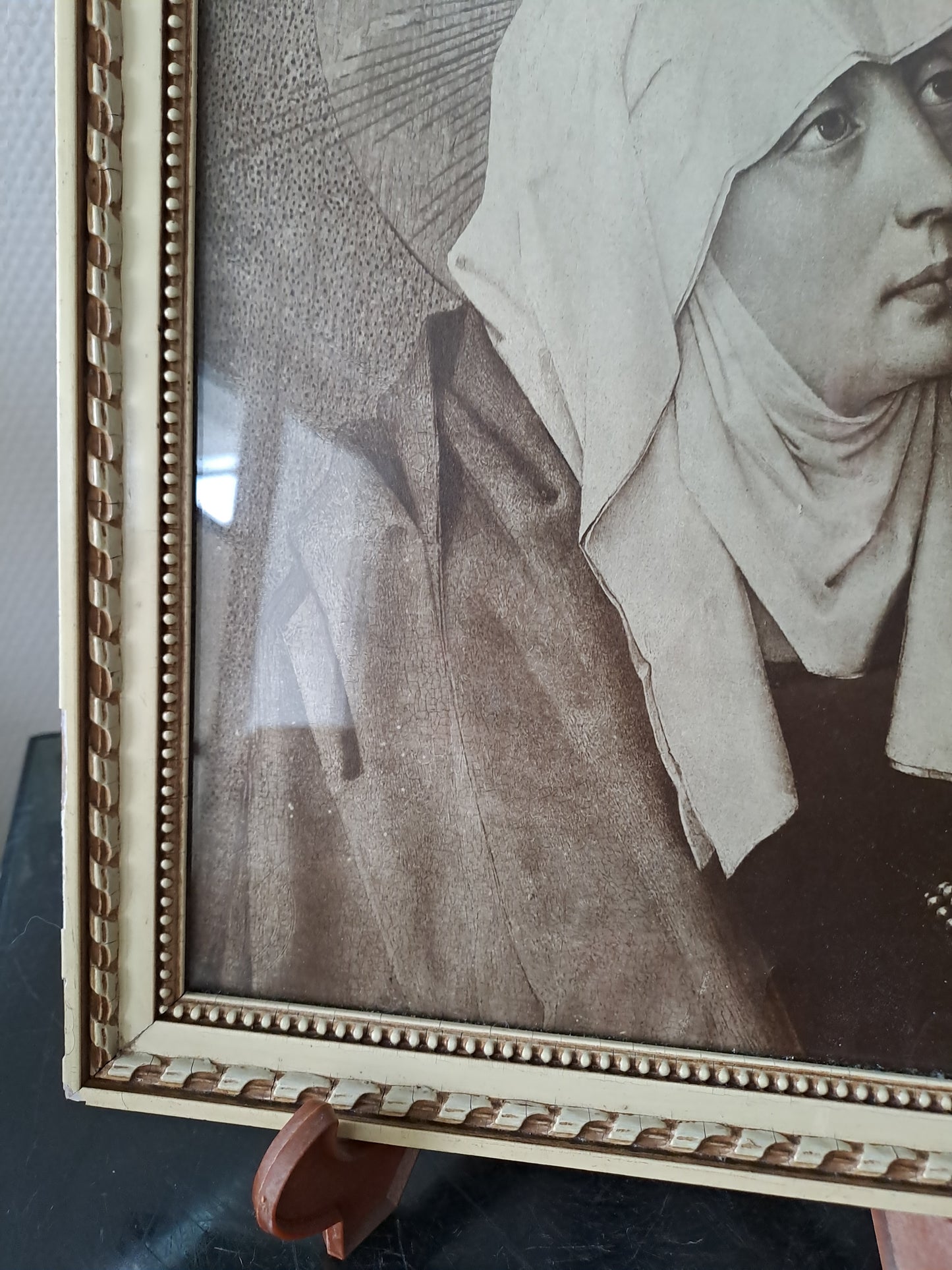 Cadre Représentant La Sainte Vierge Marie. Mater Dolorosa. Ancien decoration vintage catholique.