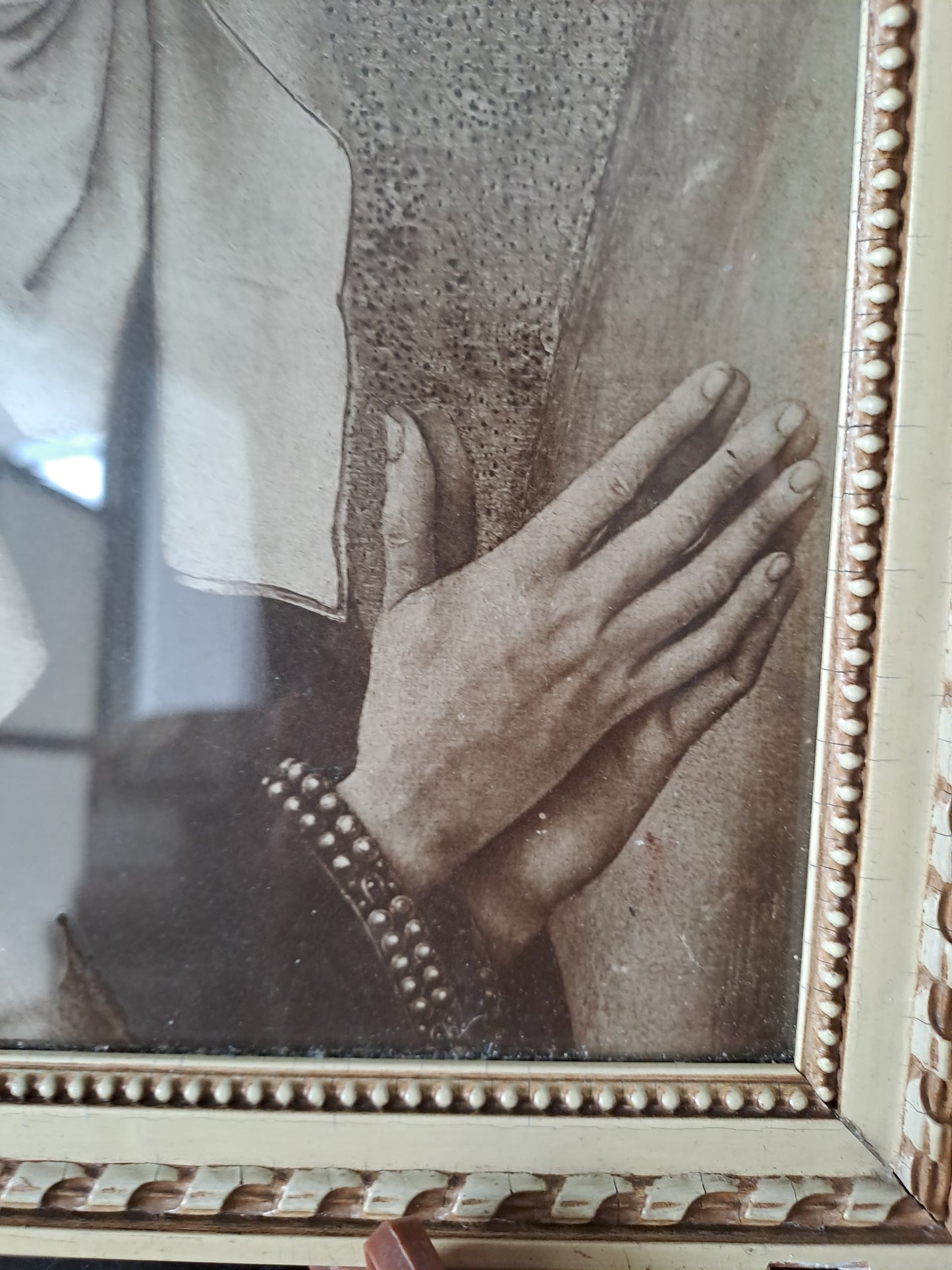 Cadre Représentant La Sainte Vierge Marie. Mater Dolorosa. Ancien decoration vintage catholique.