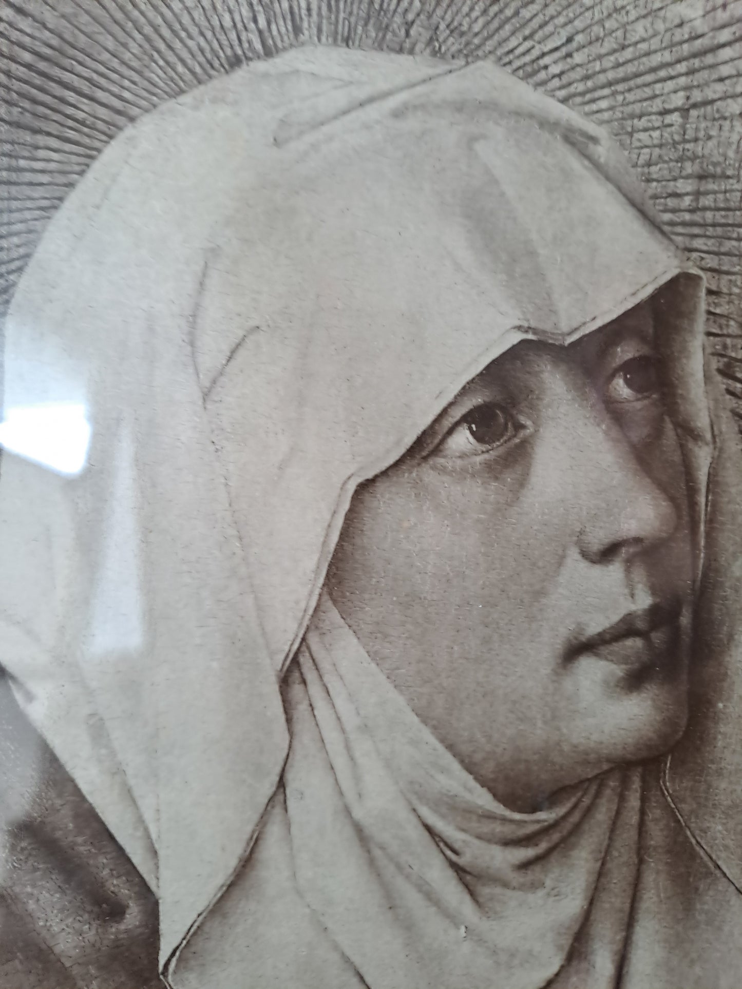 Cadre Représentant La Sainte Vierge Marie. Mater Dolorosa. Ancien decoration vintage catholique.