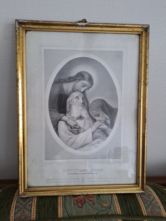 Gravure représentant la mort de Saint-Joseph.