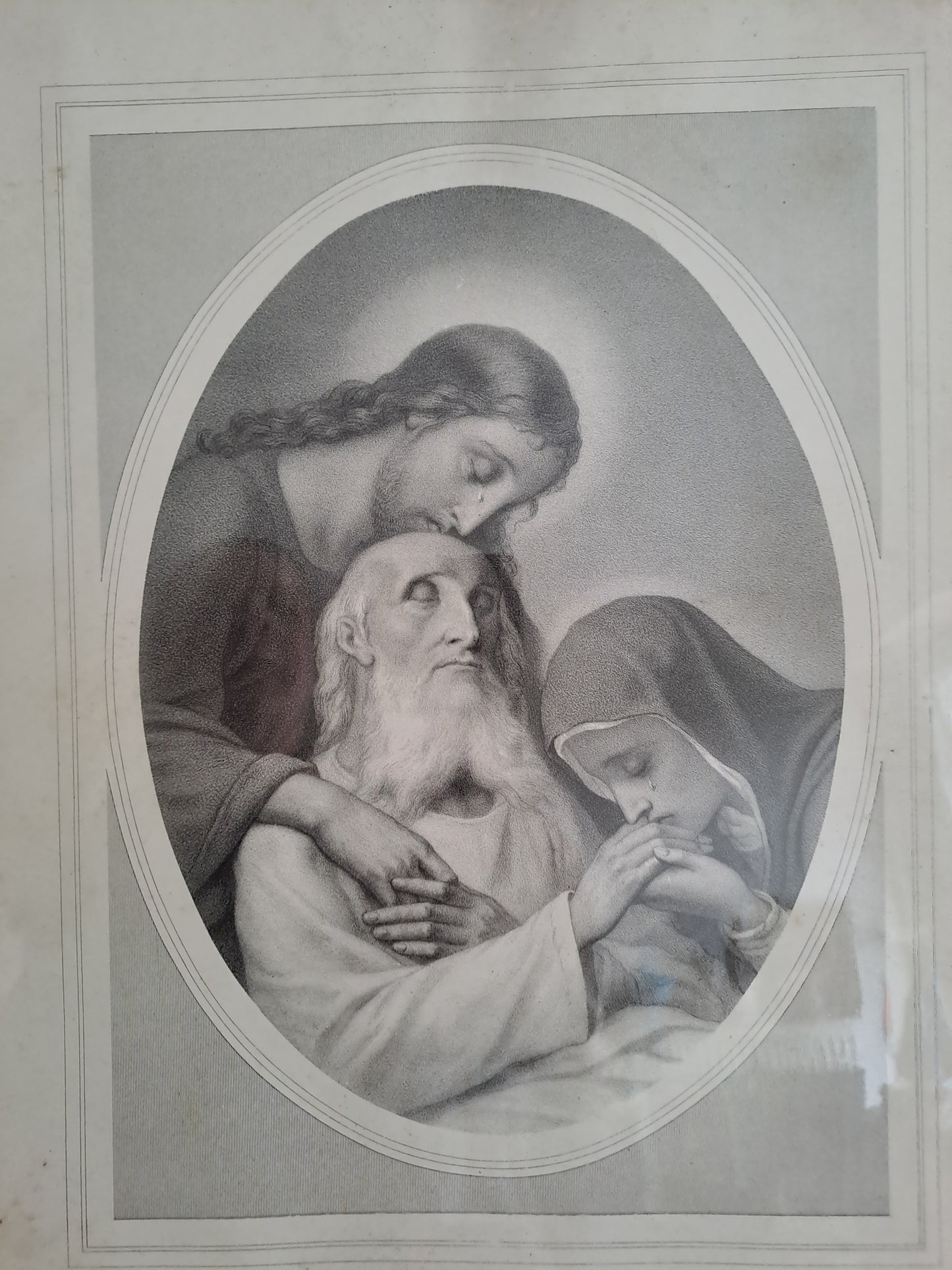 Gravure représentant la mort de Saint-Joseph.