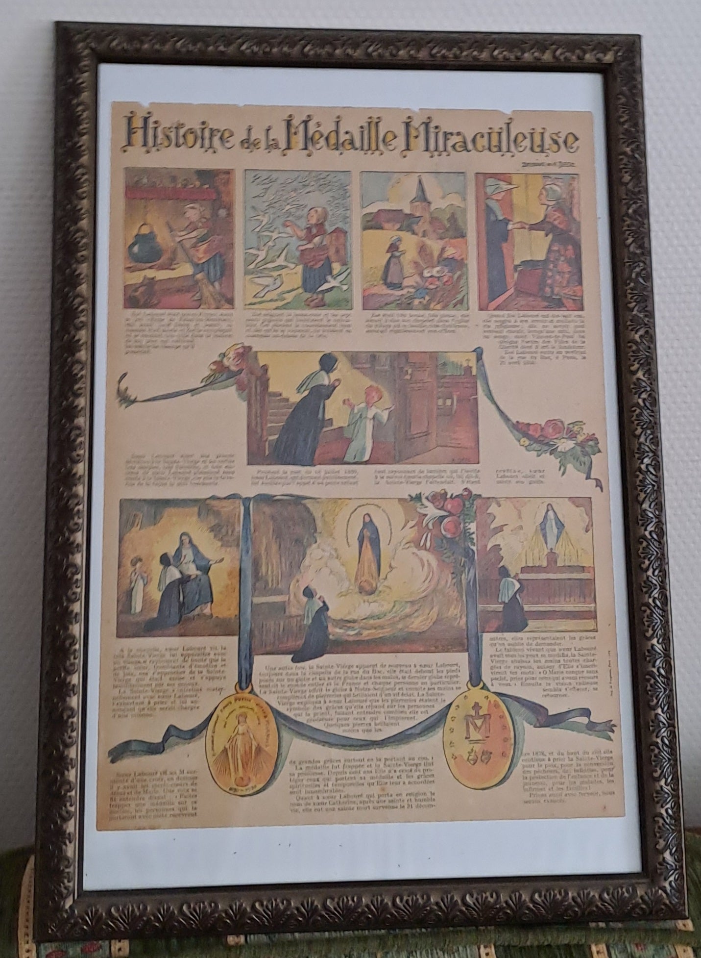 Tableau "histoire de la médaille miraculeuse".