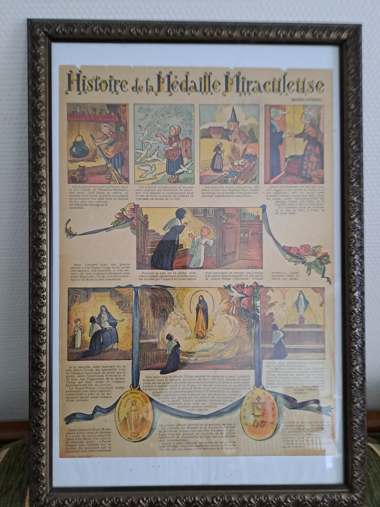 Tableau "histoire de la médaille miraculeuse".