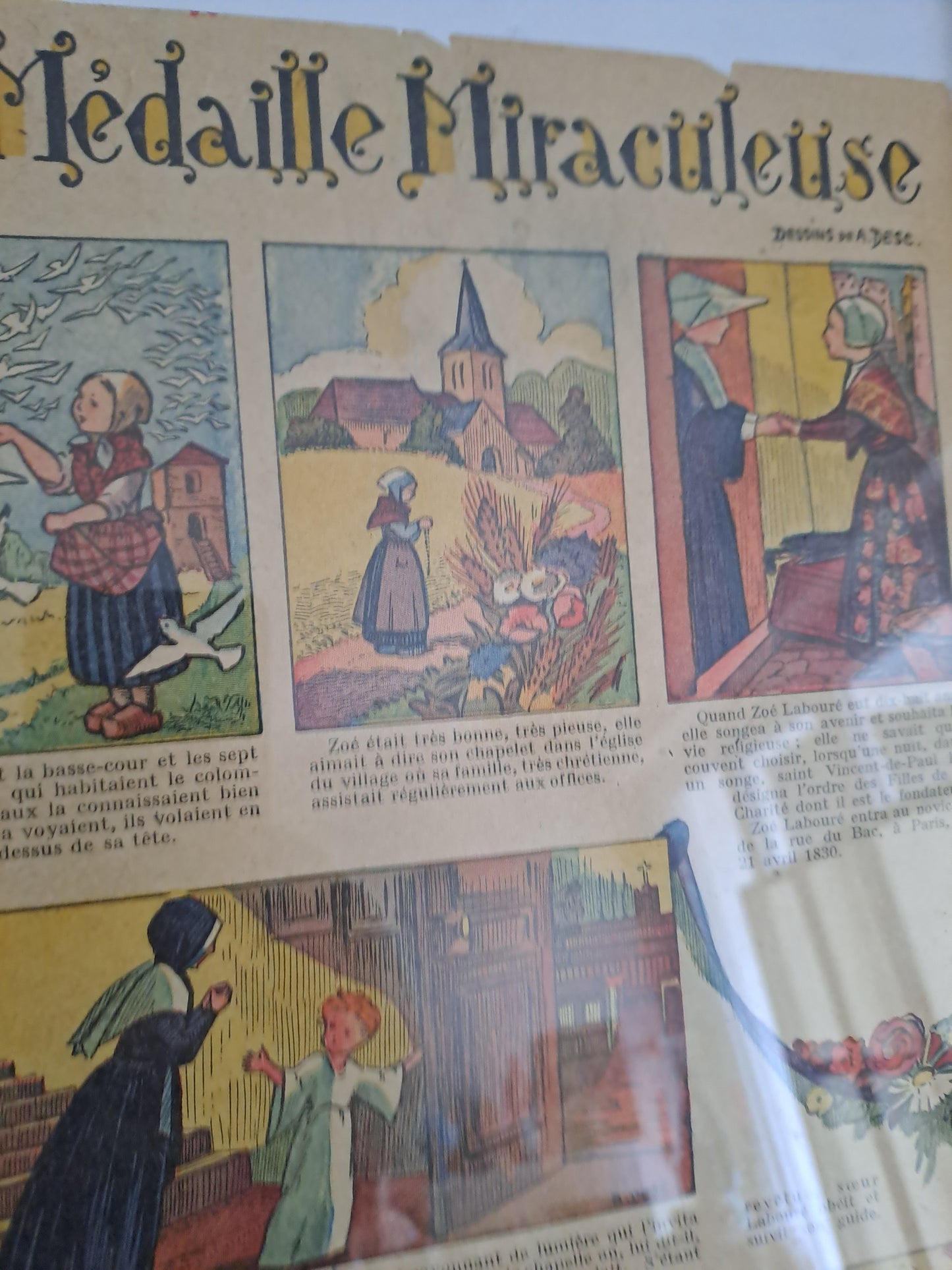 Tableau "histoire de la médaille miraculeuse".