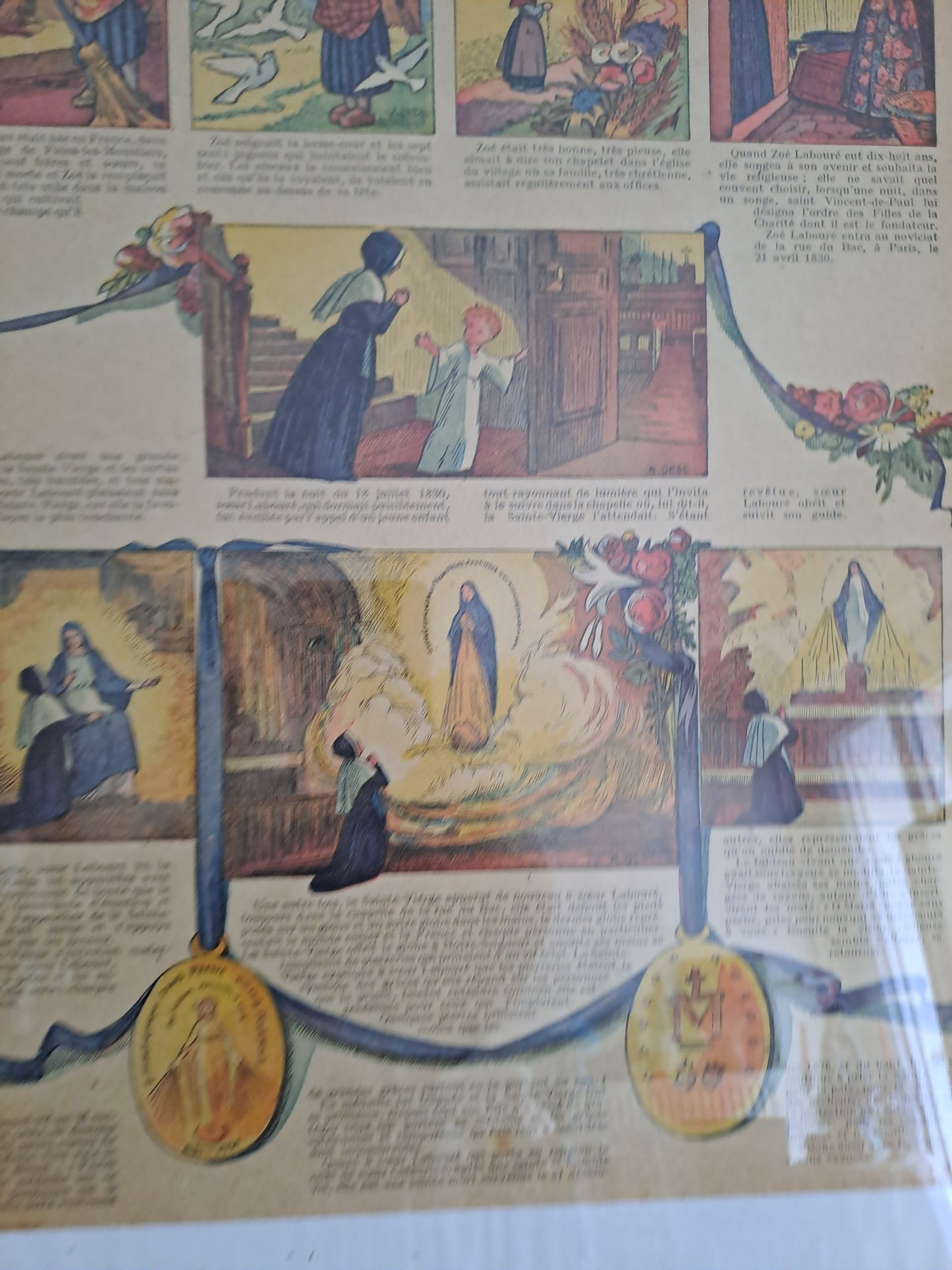 Tableau "histoire de la médaille miraculeuse".