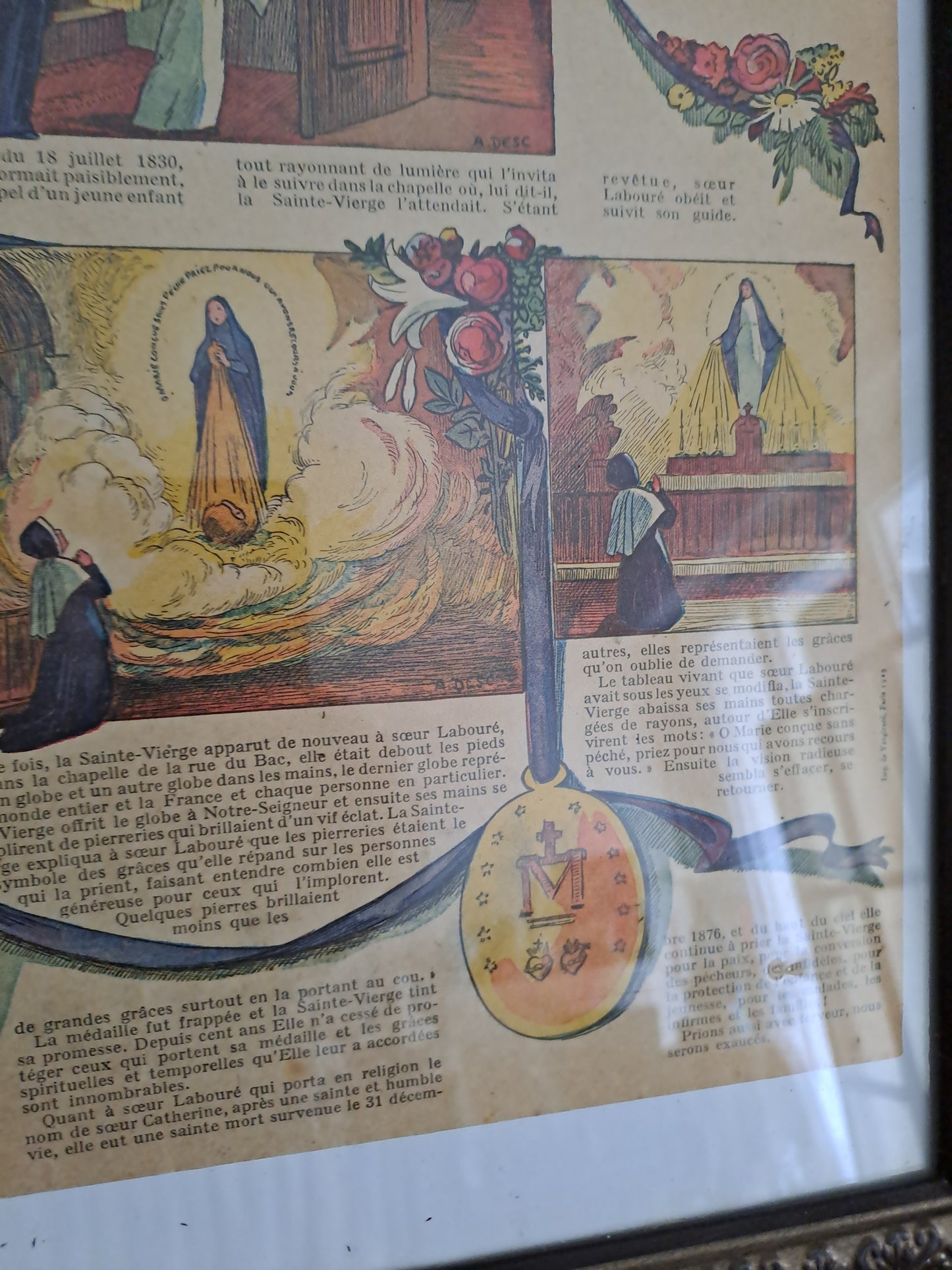 Tableau "histoire de la médaille miraculeuse".