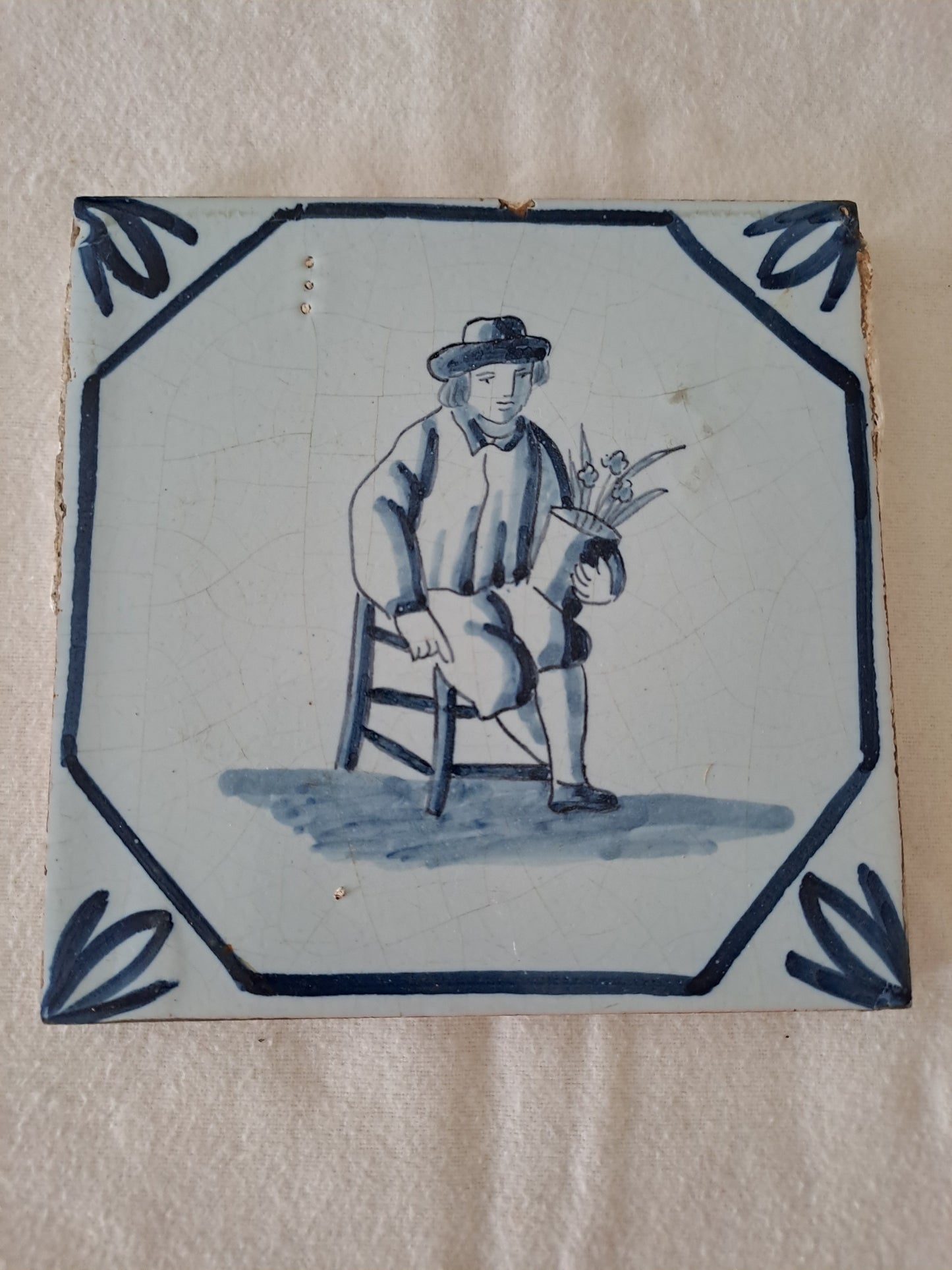 Carreau Delft Antique. Holland. 13 Cm X 13 Cm. 7.