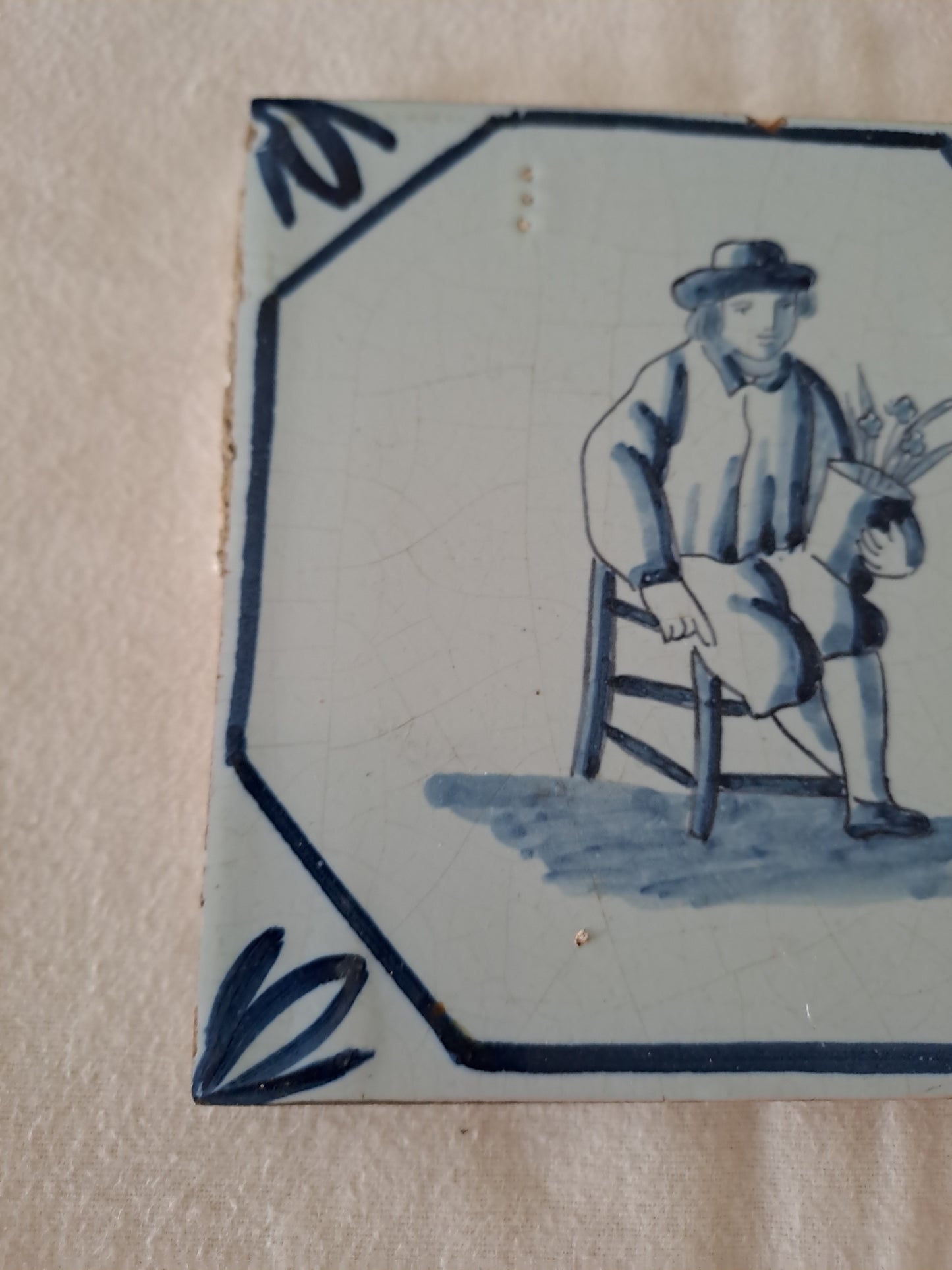 Carreau Delft Antique. Holland. 13 Cm X 13 Cm. 7.