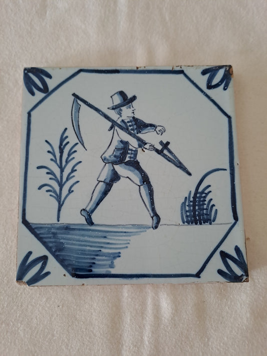 Carreau Delft Antique. Holland. 13 Cm X 13 Cm . 11.