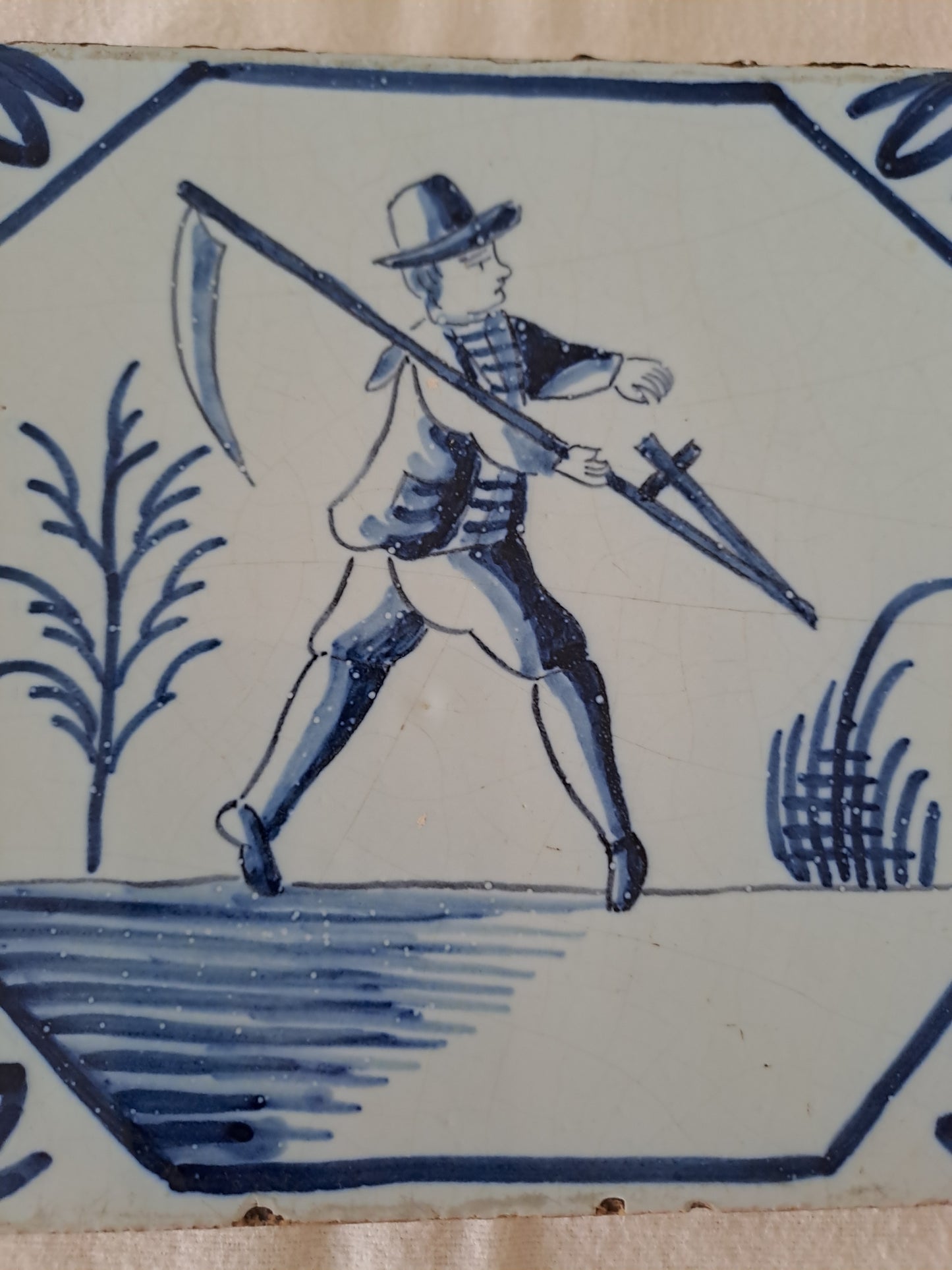 Carreau Delft Antique. Holland. 13 Cm X 13 Cm. 8.