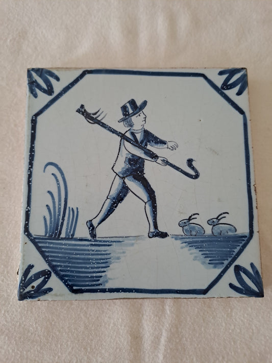 Carreau Delft Antique. Holland. 13 Cm X 13 Cm. 9.