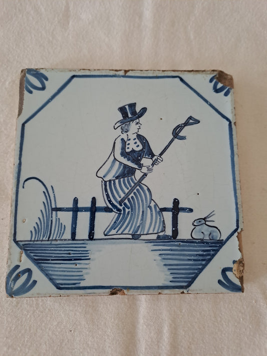 Carreau Delft Antique. Holland. 13 Cm X 13 Cm. 12.