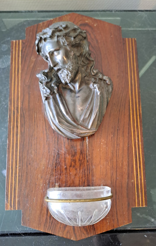 Benitier Christ À La Couronne D'Épines Ancienne decoration vintage catholique