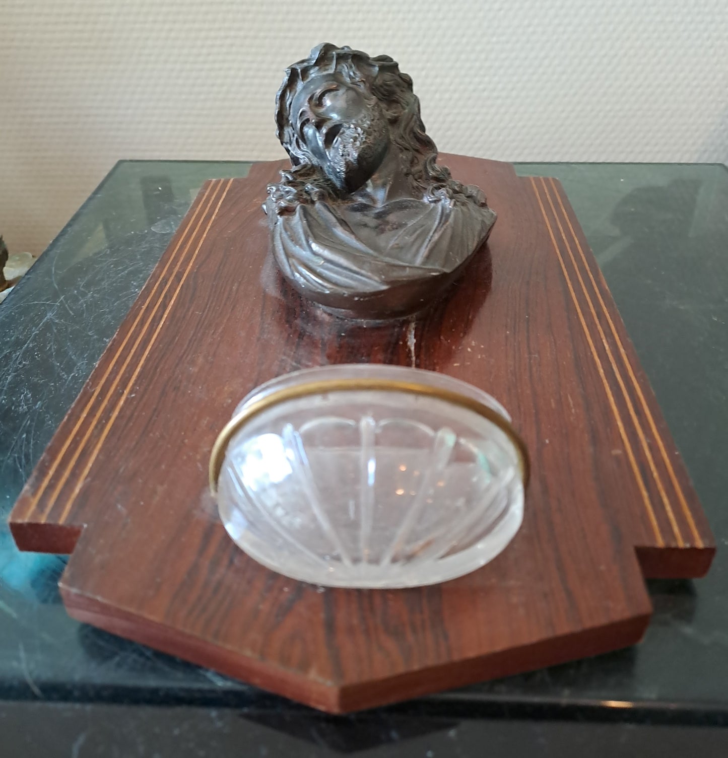 Benitier Christ À La Couronne D'Épines Ancienne decoration vintage catholique