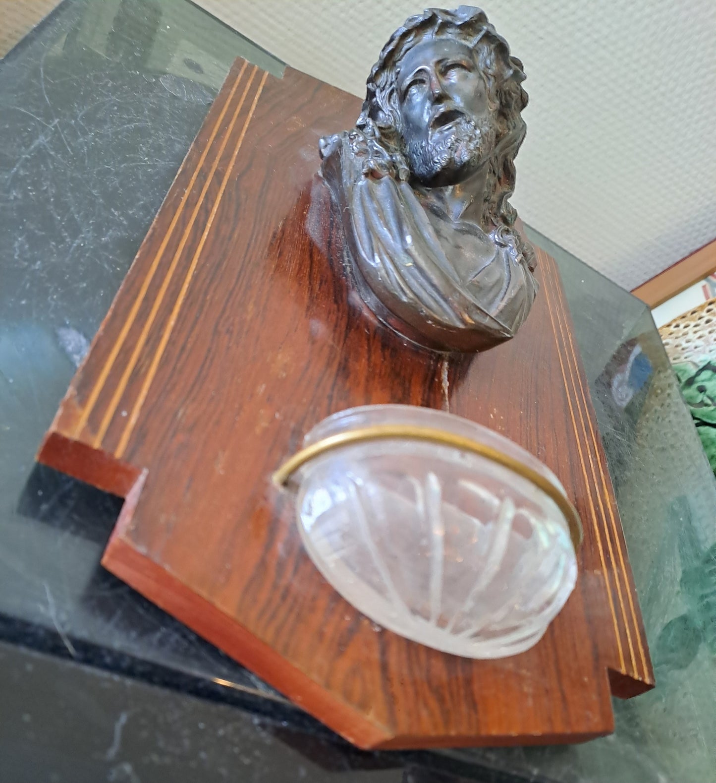 Benitier Christ À La Couronne D'Épines Ancienne decoration vintage catholique