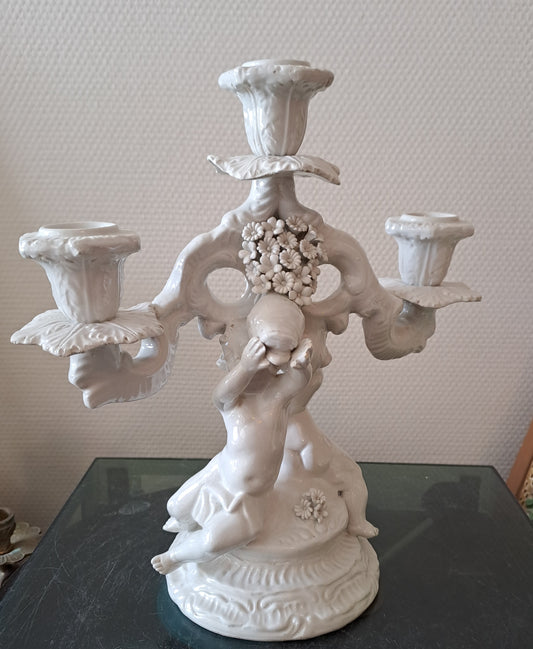 Chandelier Porcelaine Capodimonte  Signé Cherubins Ancienne dcoration vintage