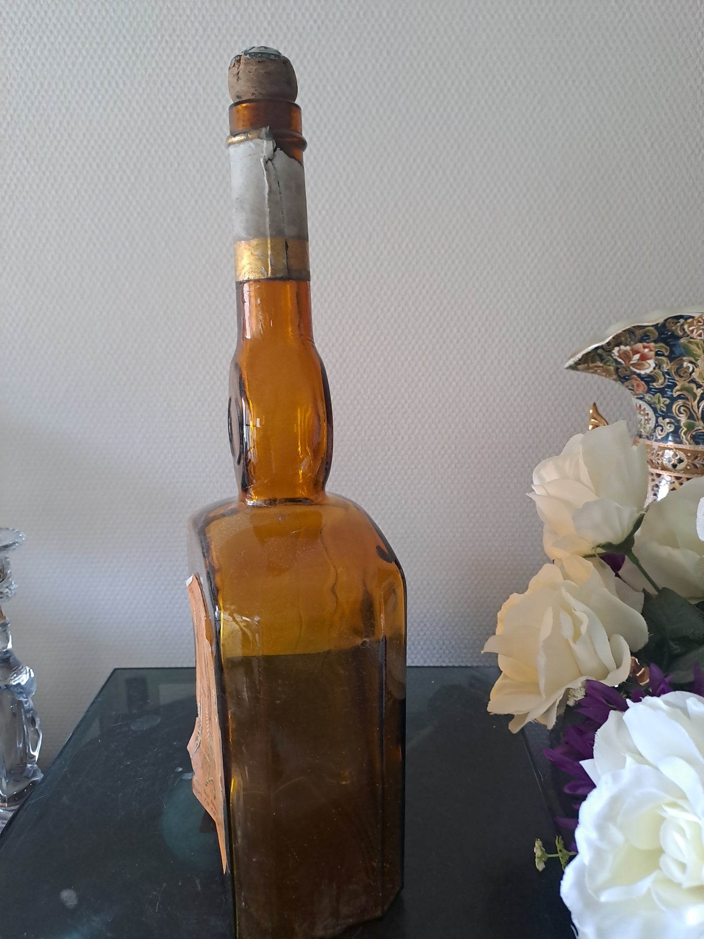 Verrerrie ancienne bouteille Saint-Bernard decoration vintage