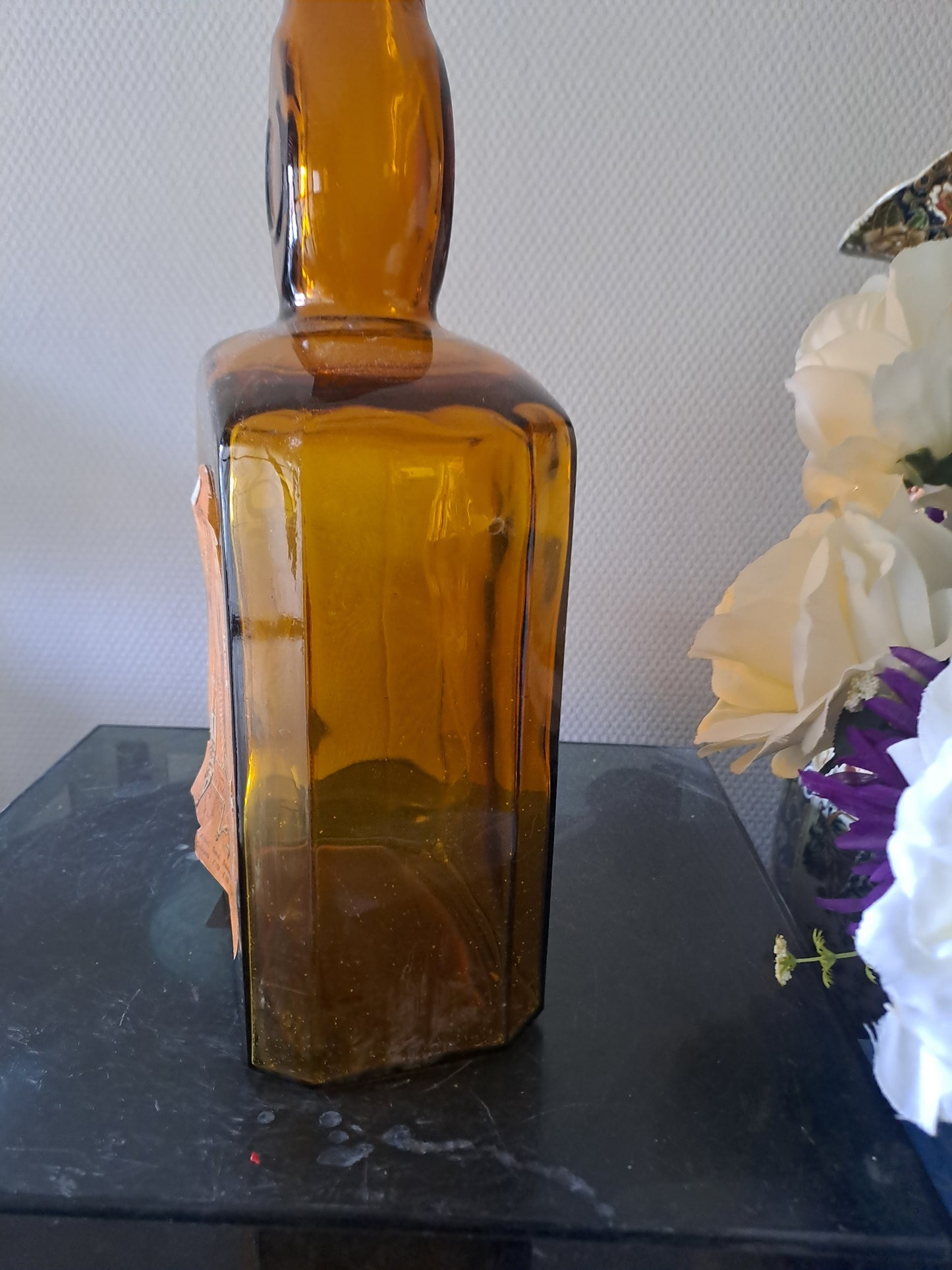 Verrerrie ancienne bouteille Saint-Bernard decoration vintage