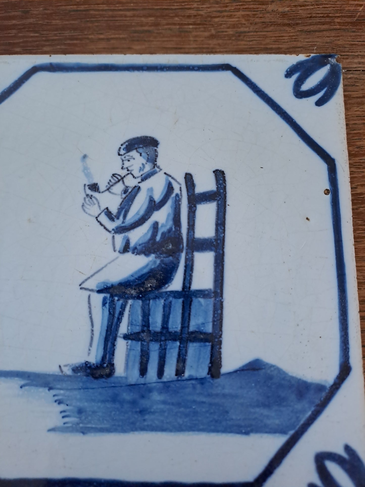 Carreau Delft Antique. Holland. 13 Cm X 13 Cm. 6. Ancien decoration vintage.
