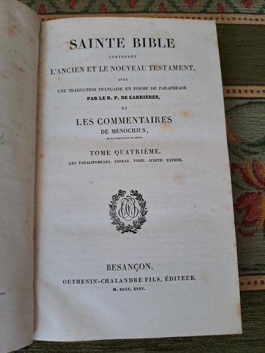 Bible. T4. 1835. R P De Carrières Commentaires De Menochius.