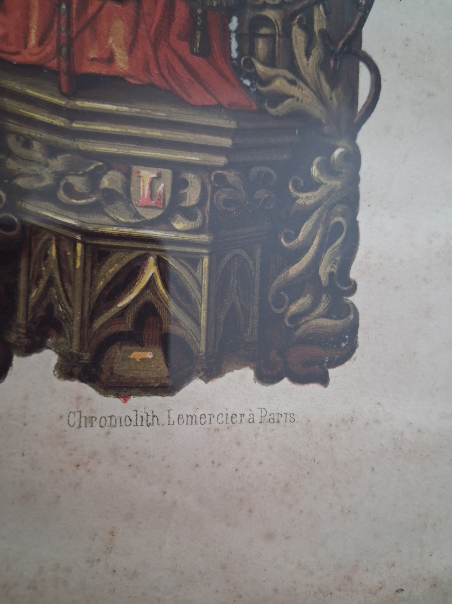 Tableau chromolithographie Archives de la famille 1919 Ancien decoration vintage catholique