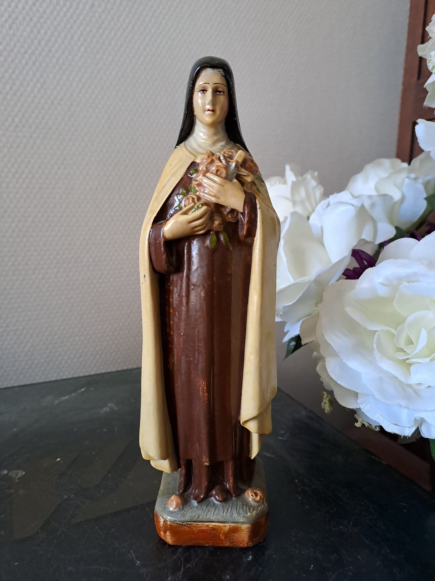 Statue Sainte Thérèse de l'enfant Jésus de la Sainte-Face. 21 cm. Ancien Vintage catholique.